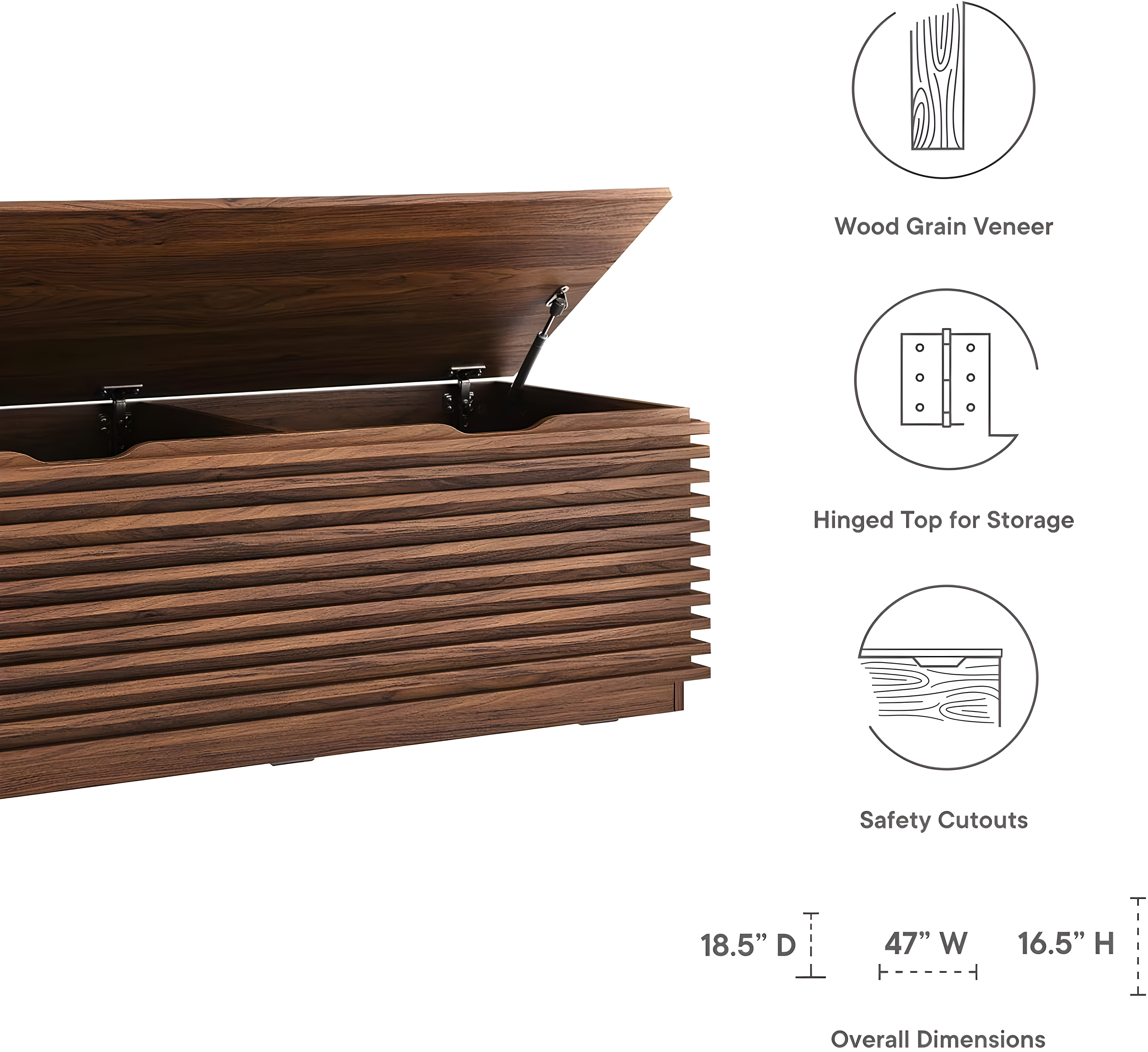 Modway Modway Render 47" Wood Grain Storage Bench