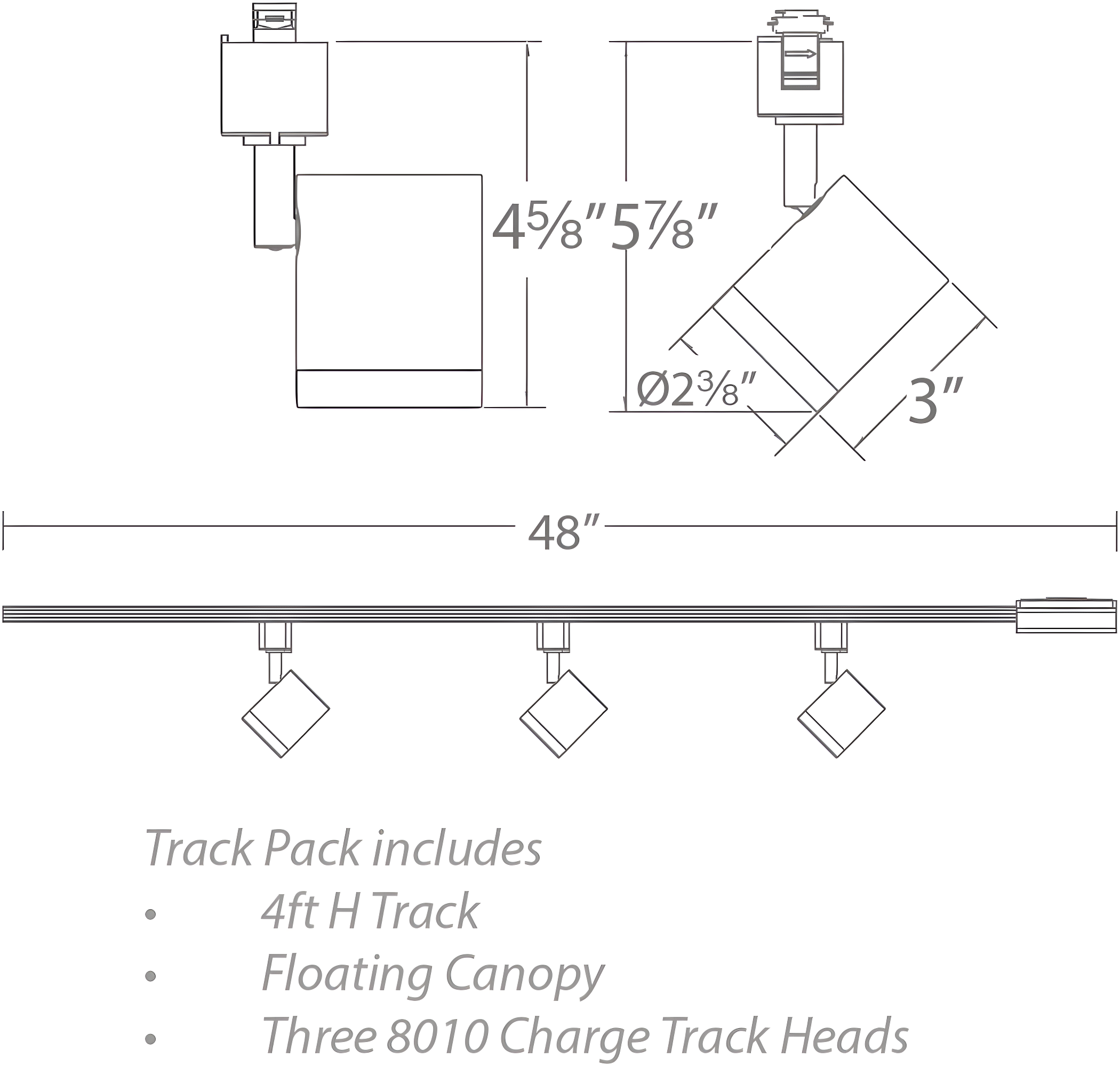 WAC Limited Charge 48" 3 -Light LED Track Track Kit with Dimmable and Adjustable Head