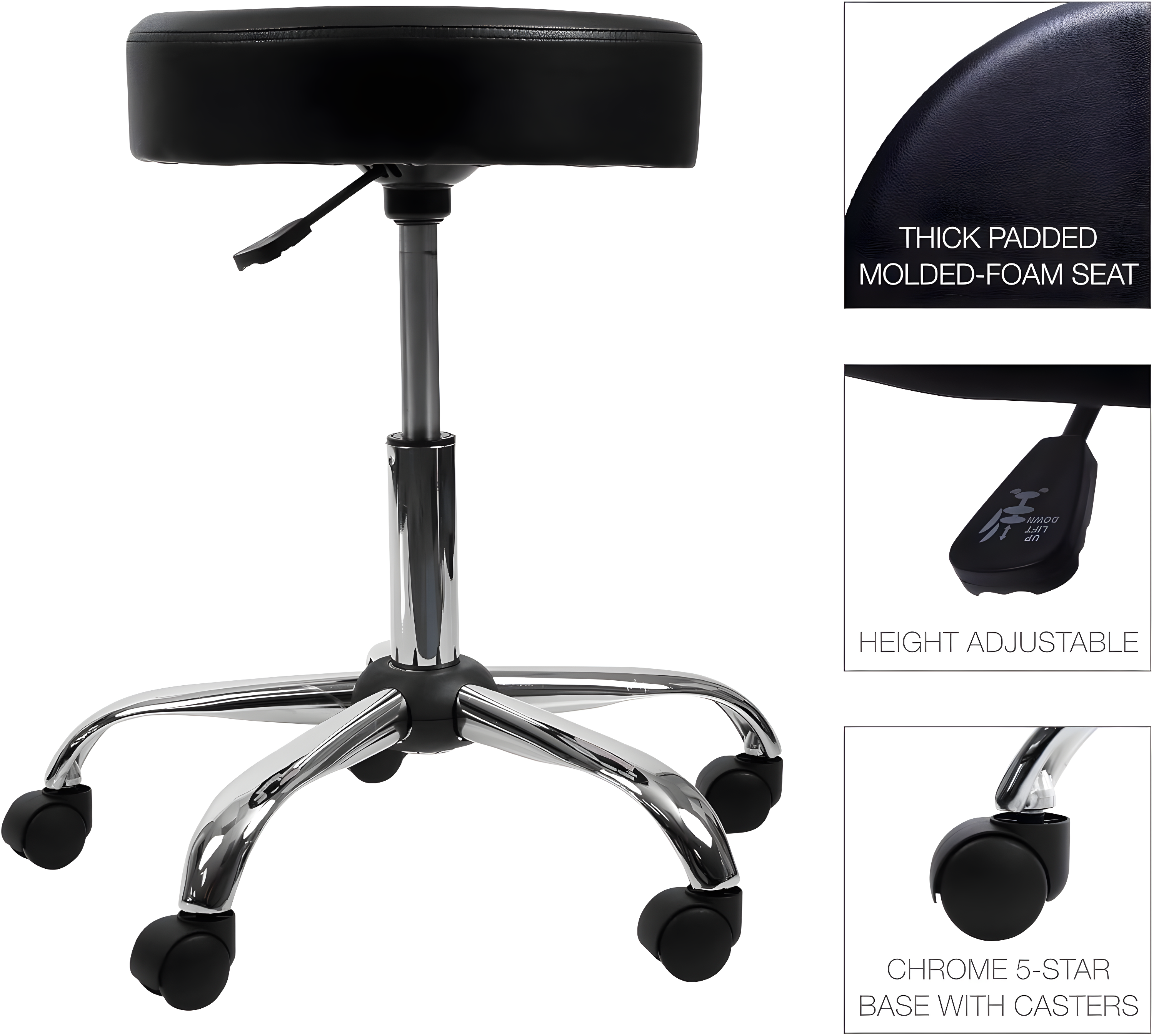 Alera® Adjustable Height Lab Stool with Wheels