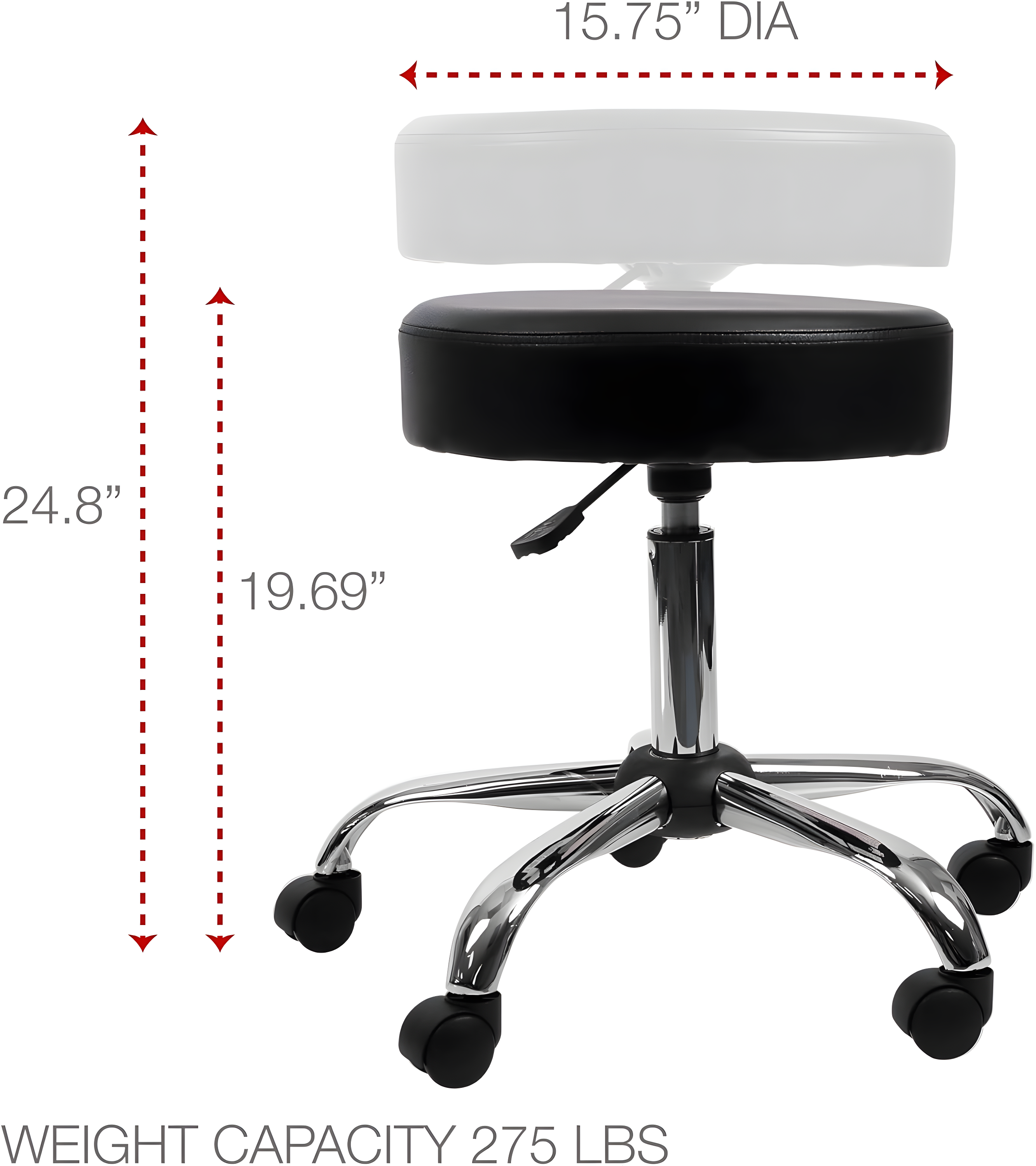 Alera® Adjustable Height Lab Stool with Wheels