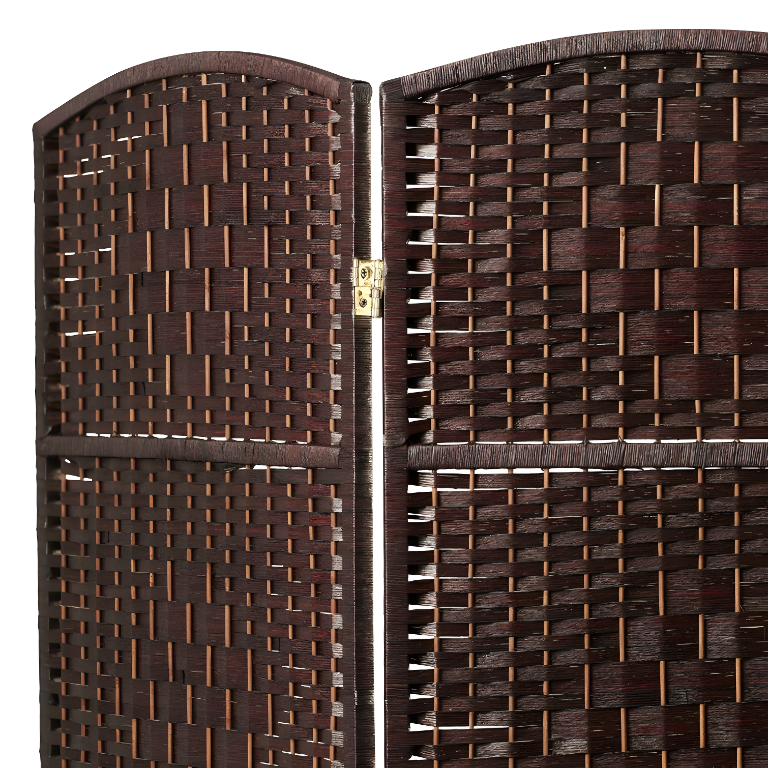 Oriental Furniture 6 ft. Tall Diamond Weave Room Divider - Dark Mocha - 4 Panel