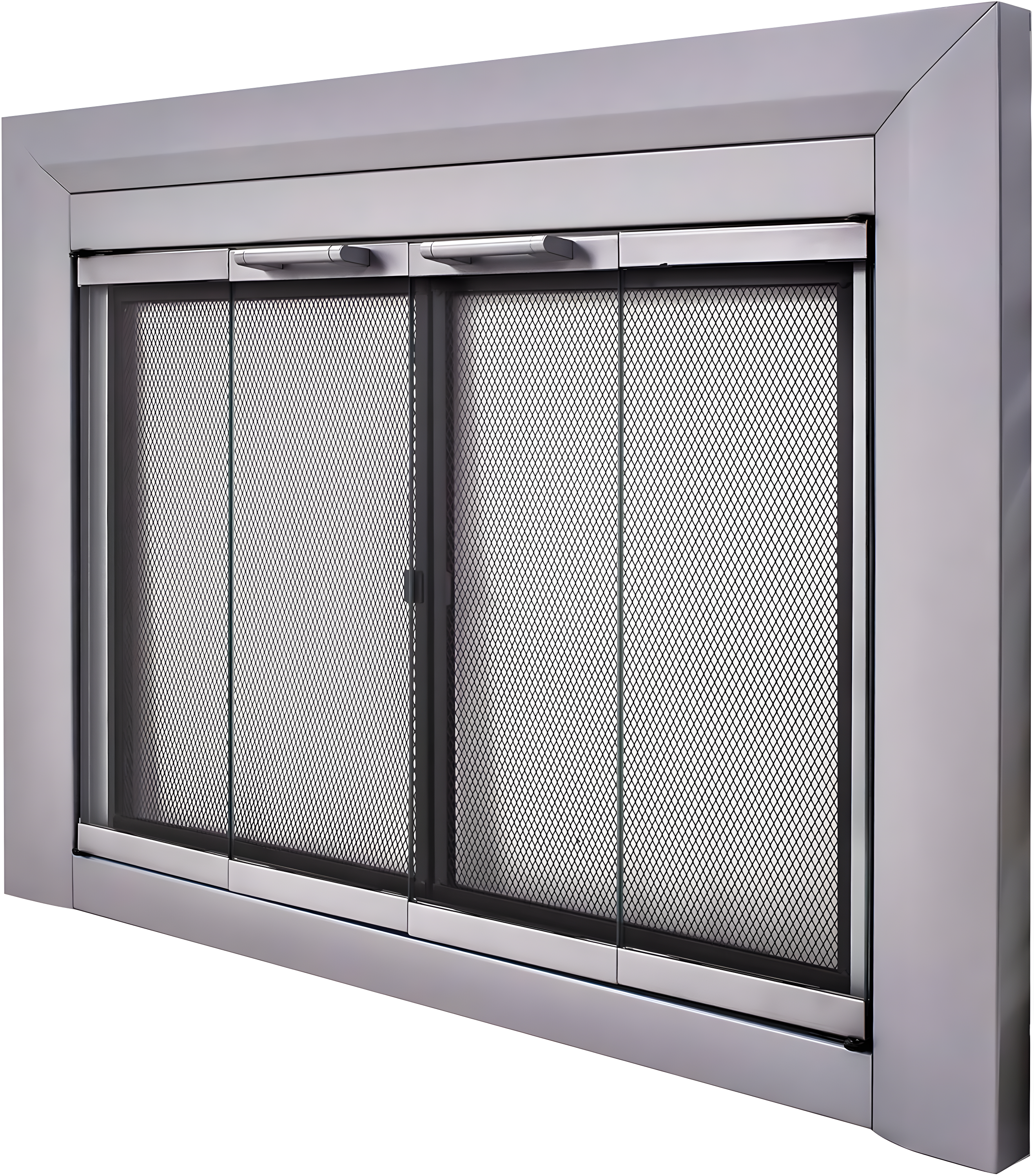Clairmont Medium Skyline Nickel Fireplace Glass Doors