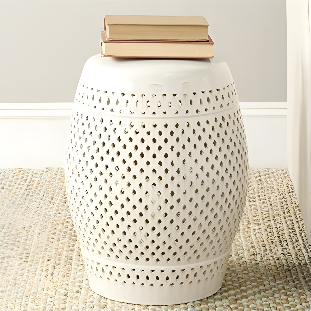 Safavieh Diamond Ceramic Garden Stool in Cream