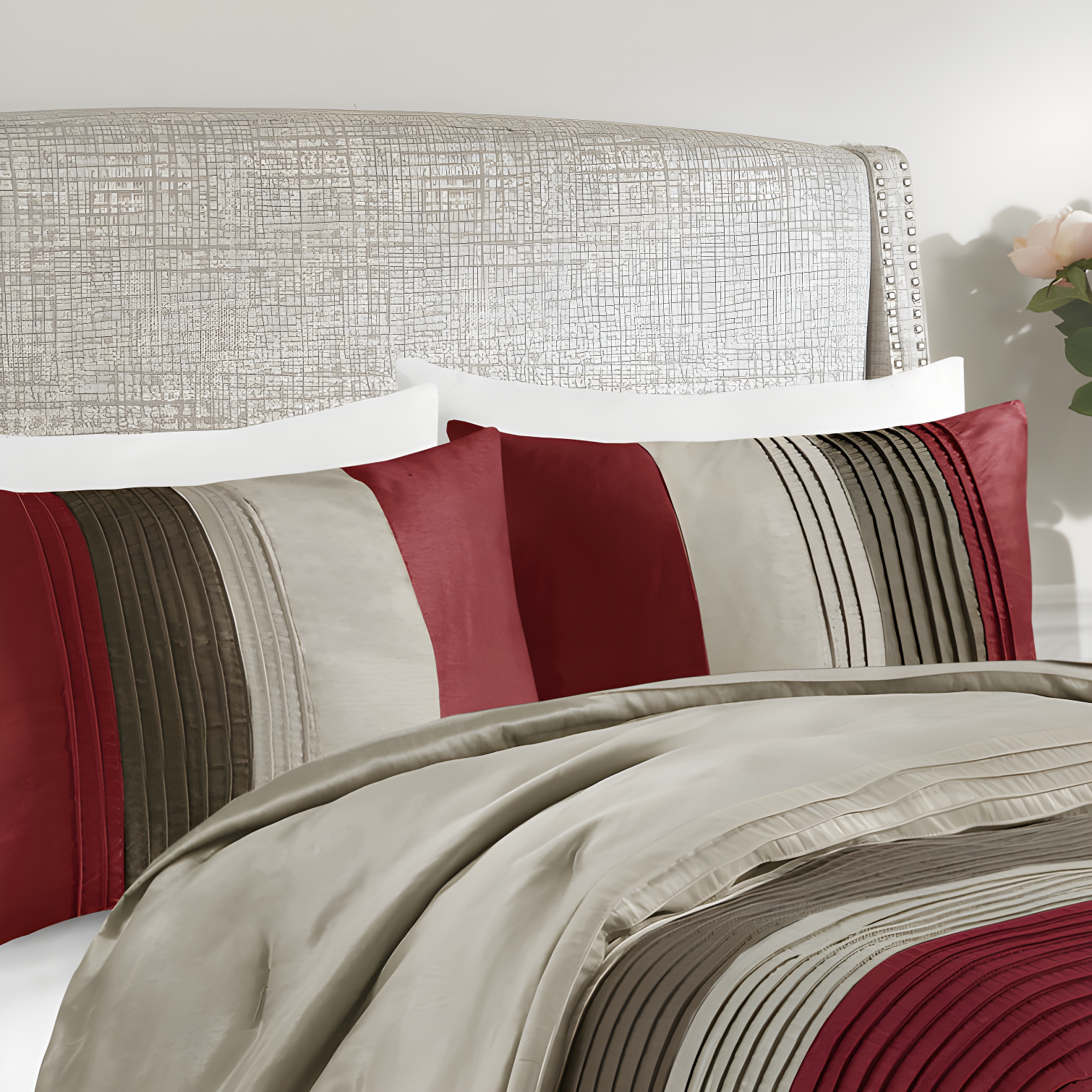 Madison Park Amherst 7 Piece Striped and Pleated Comforter Set