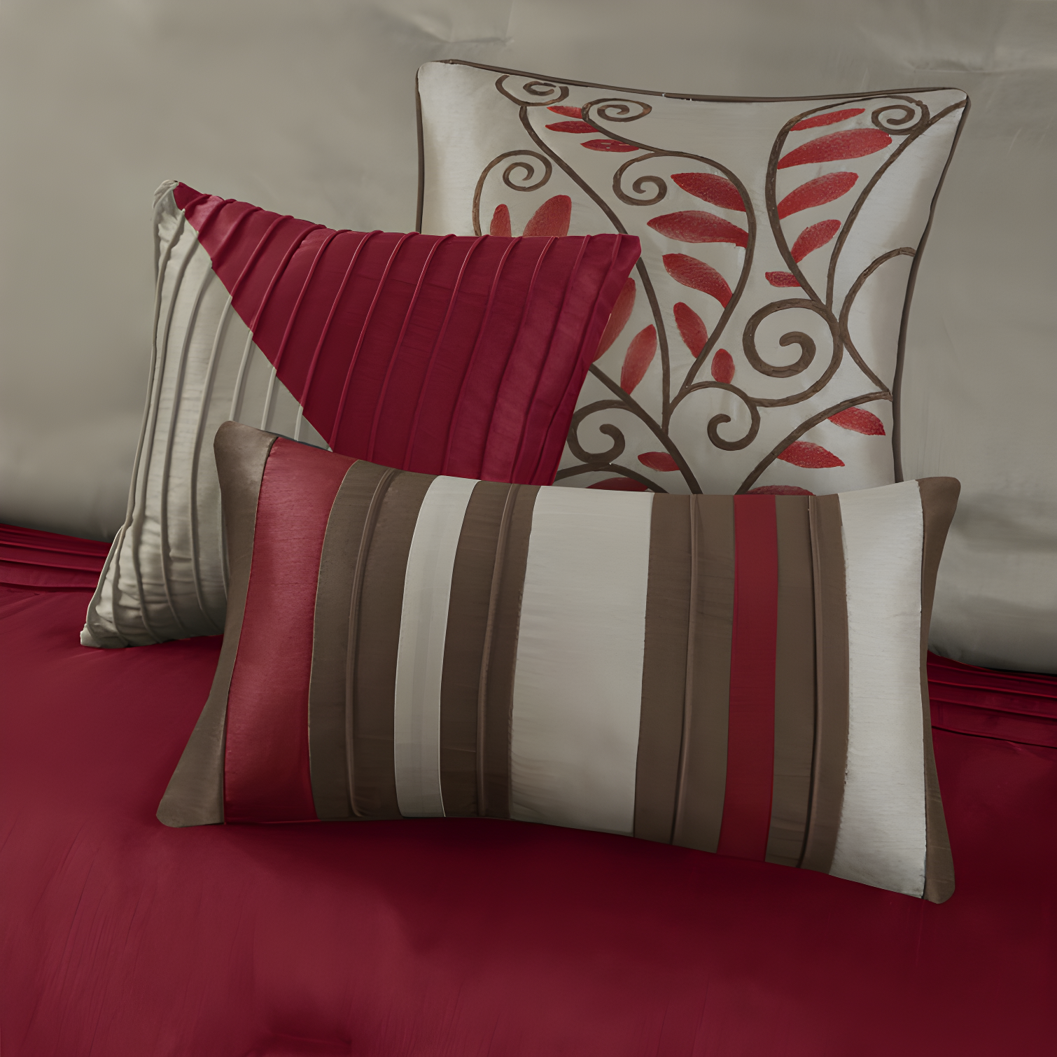 Madison Park Amherst 7 Piece Striped and Pleated Comforter Set