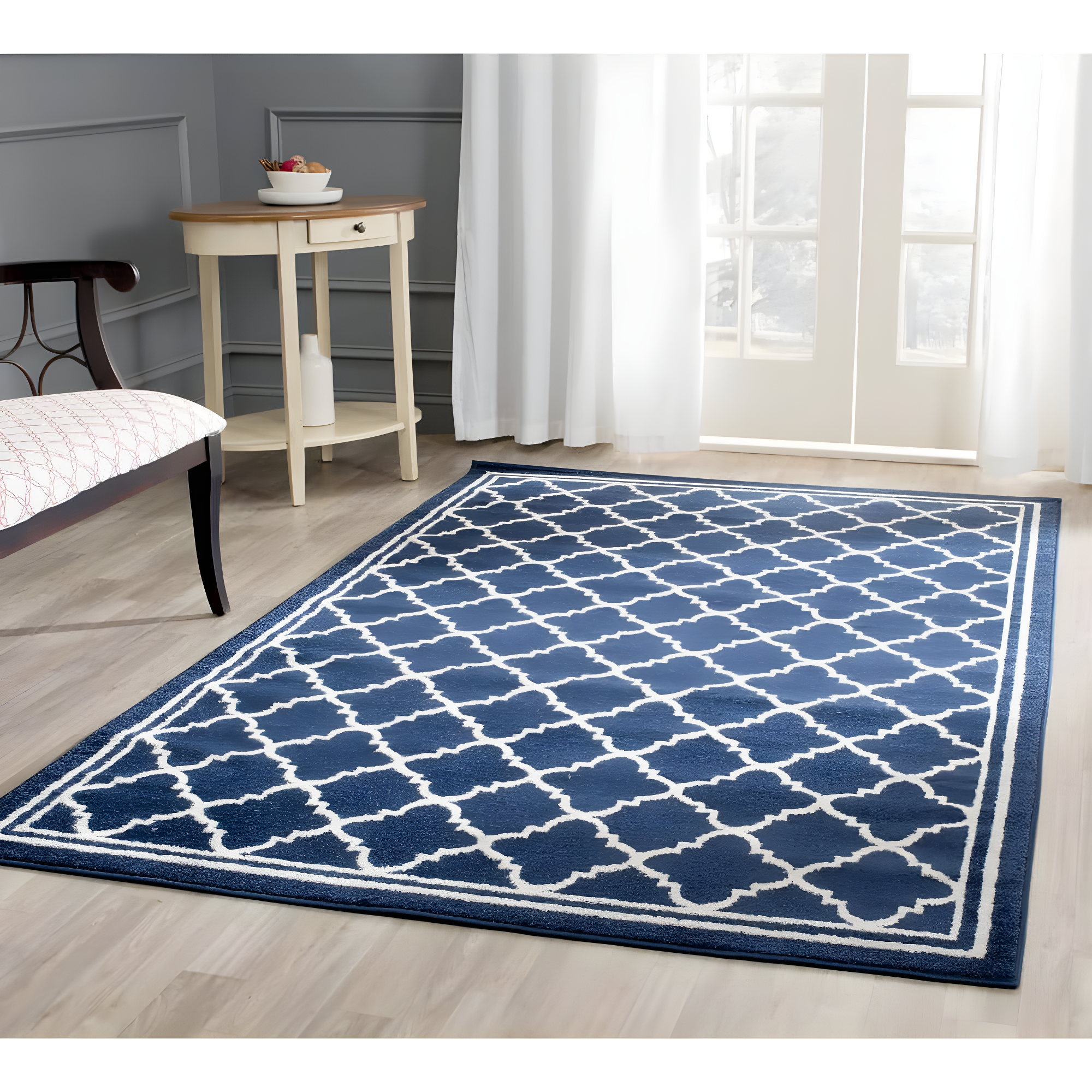 Amherst AMT422 Power Loomed Indoor Area Rug - Navy/Beige - 9'x12' - Safavieh