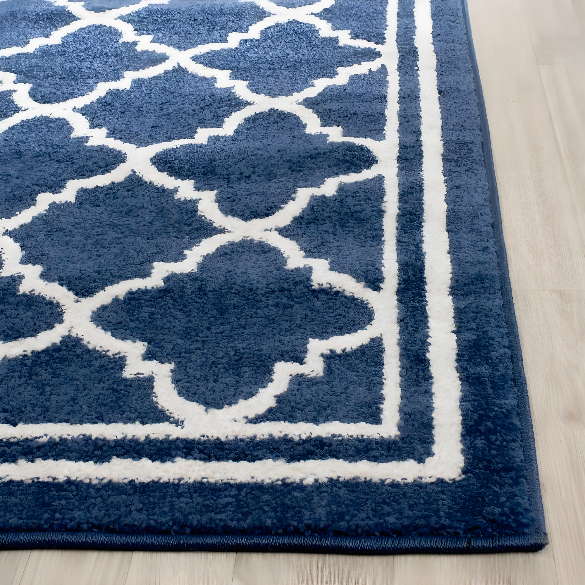 Amherst AMT422 Power Loomed Indoor Area Rug - Navy/Beige - 9'x12' - Safavieh