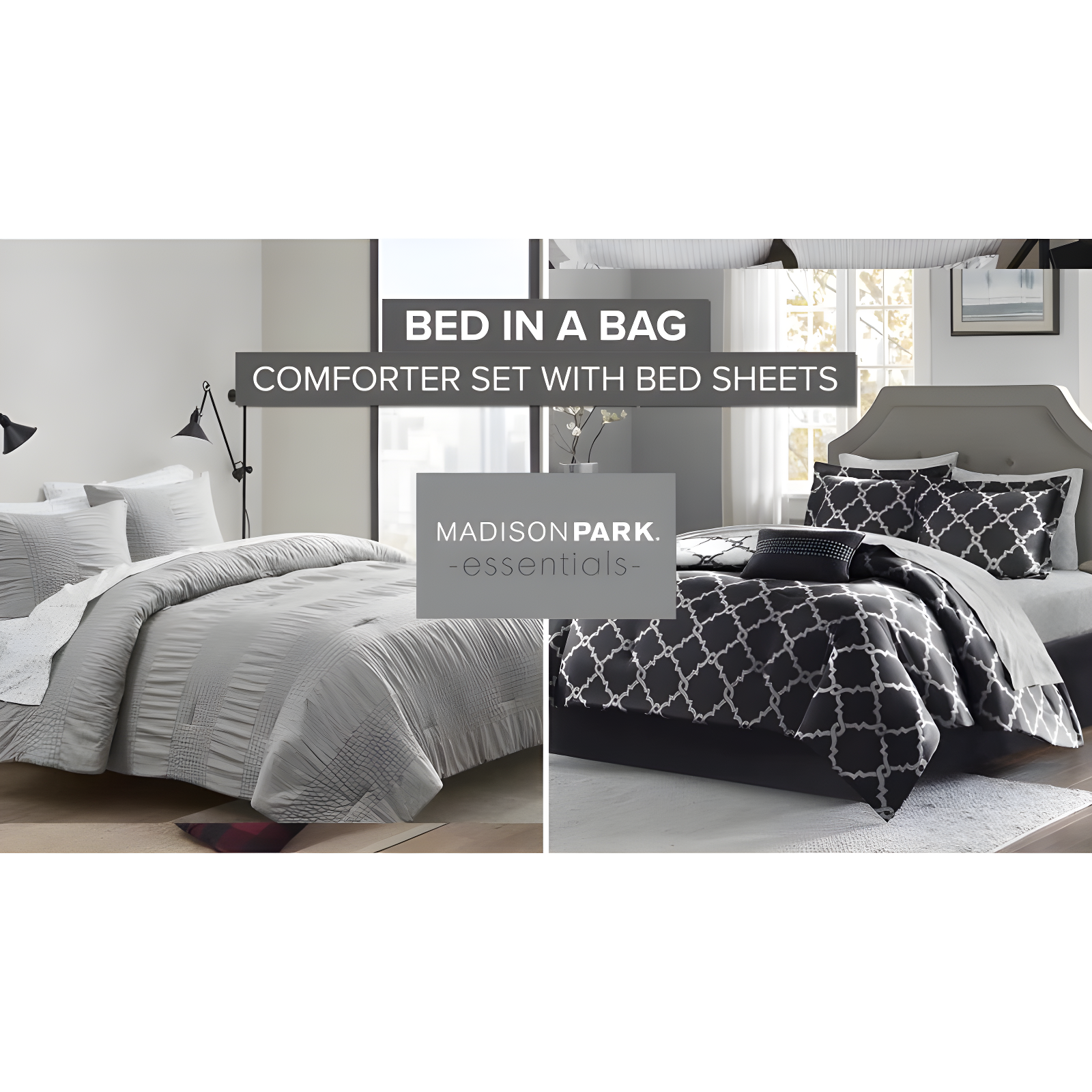 Madison Park Essentials Central Park Modern & Contemporary Comforter Set with Cotton Bed Sheets