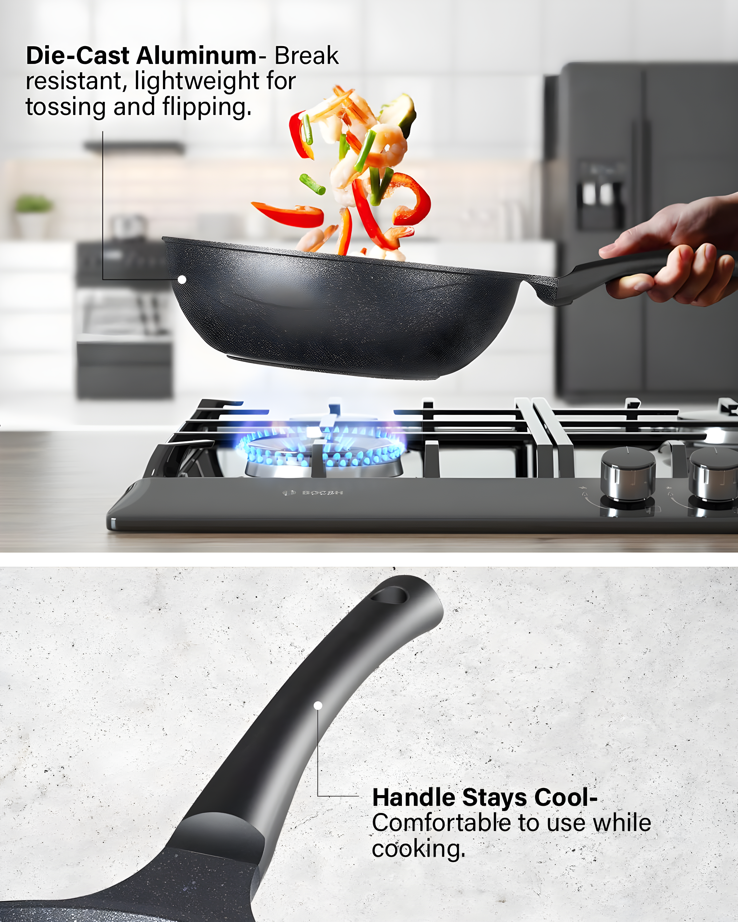 Cook N Home Cook N Home Marble Nonstick Frying Pan with Glass Lid