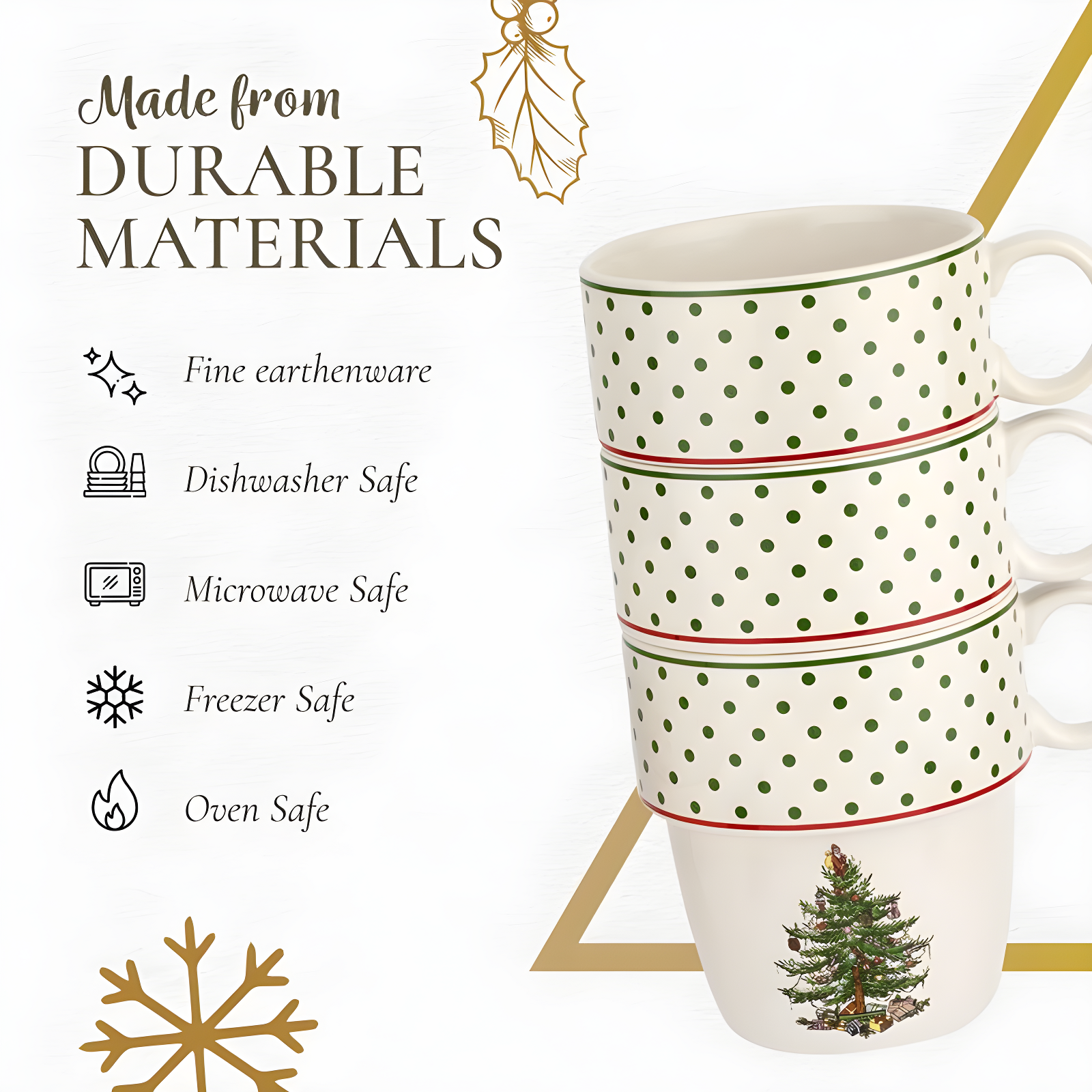 Spode Spode Christmas Tree Polka Dot Stackable Mugs (Set of 4)