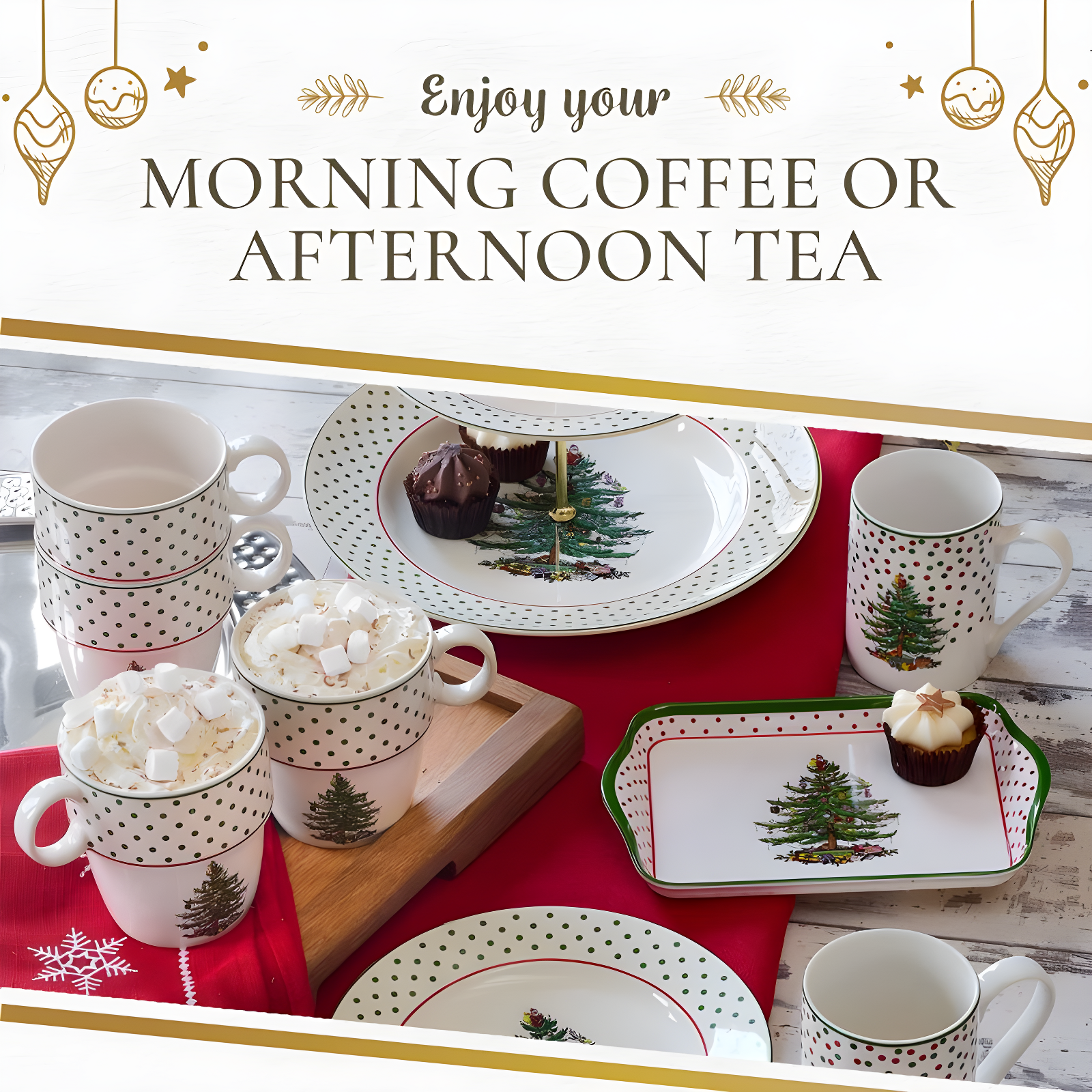 Spode Spode Christmas Tree Polka Dot Stackable Mugs (Set of 4)