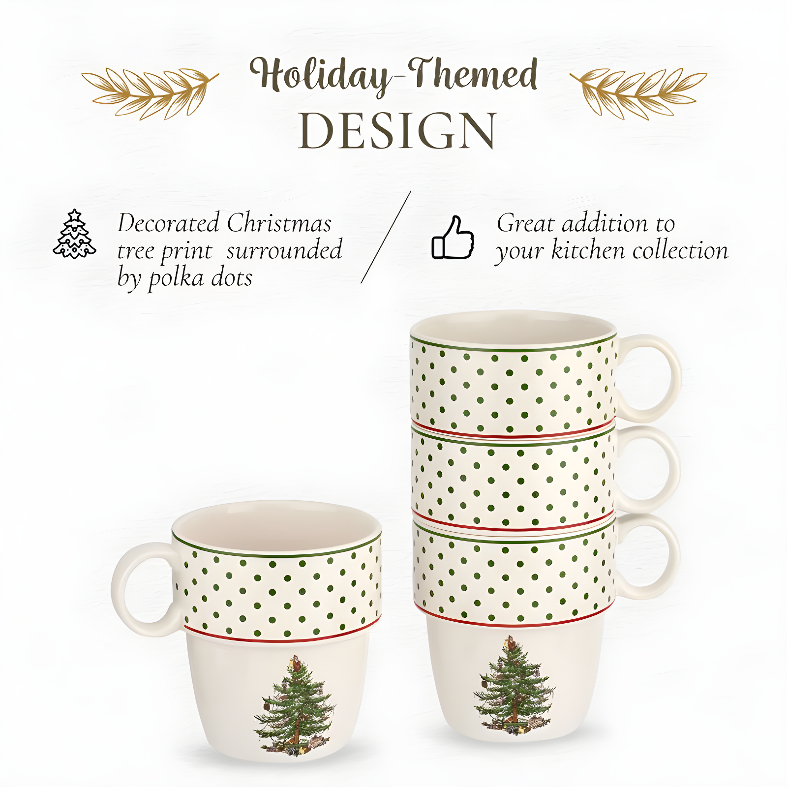 Spode Spode Christmas Tree Polka Dot Stackable Mugs (Set of 4)