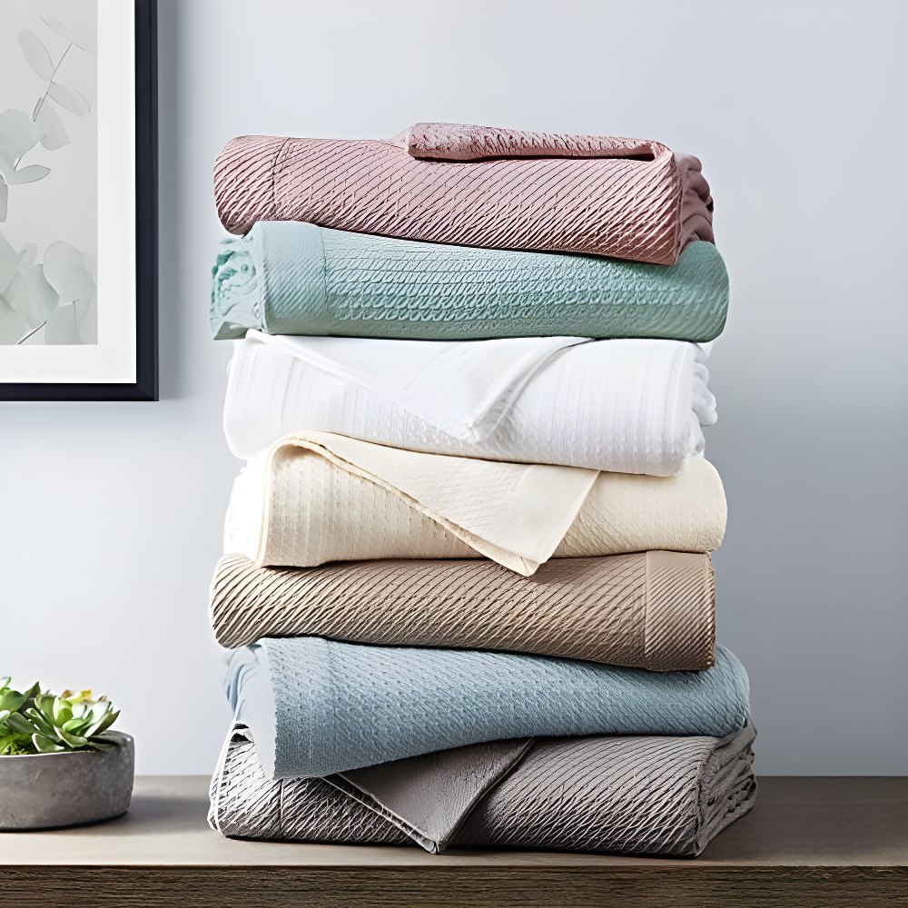 Full/Queen Textured Cotton Blanket White: Madison Park, Waffle Weave, Machine Washable, No Fill