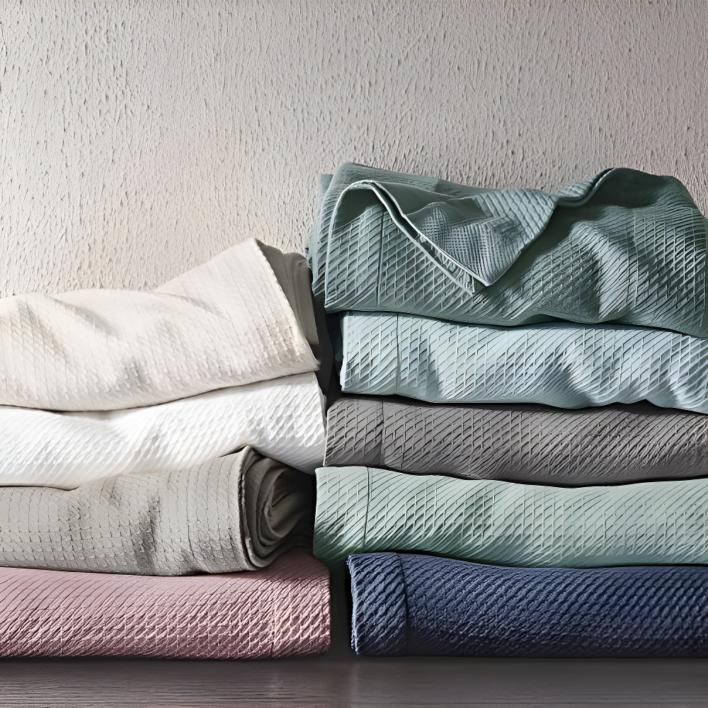 Full/Queen Textured Cotton Blanket White: Madison Park, Waffle Weave, Machine Washable, No Fill