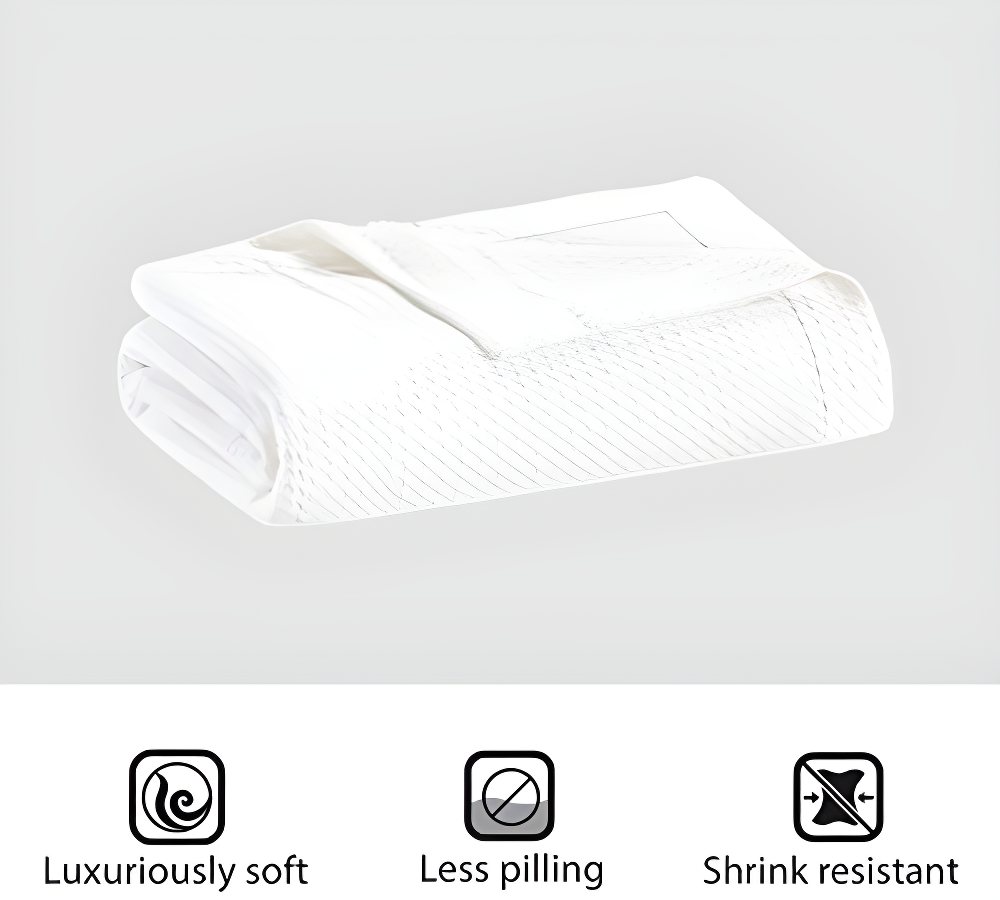 Full/Queen Textured Cotton Blanket White: Madison Park, Waffle Weave, Machine Washable, No Fill