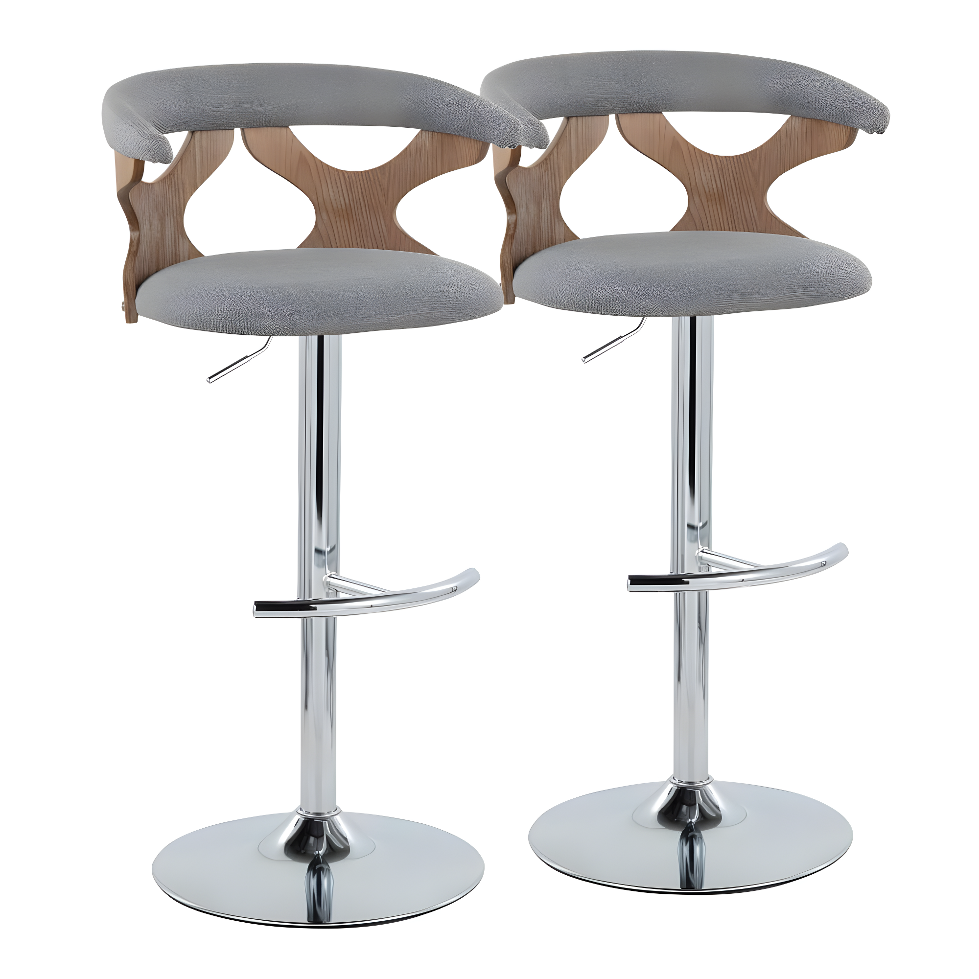 Gardenia Swivel Upholstered Adjustable Height Counter Stool with Metal Frame (Set of 2)