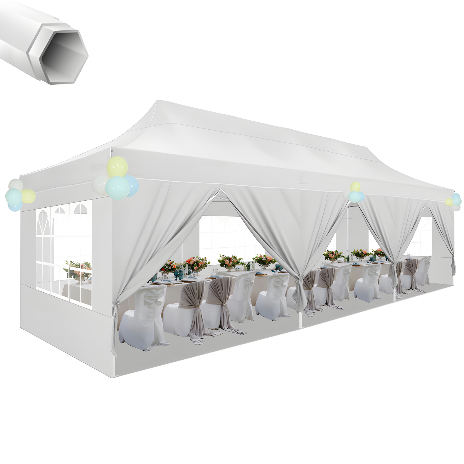10×30 FT Pop Up Heavy Duty Party Tent with Walls Canopy Commercial Tent with Metal Frame