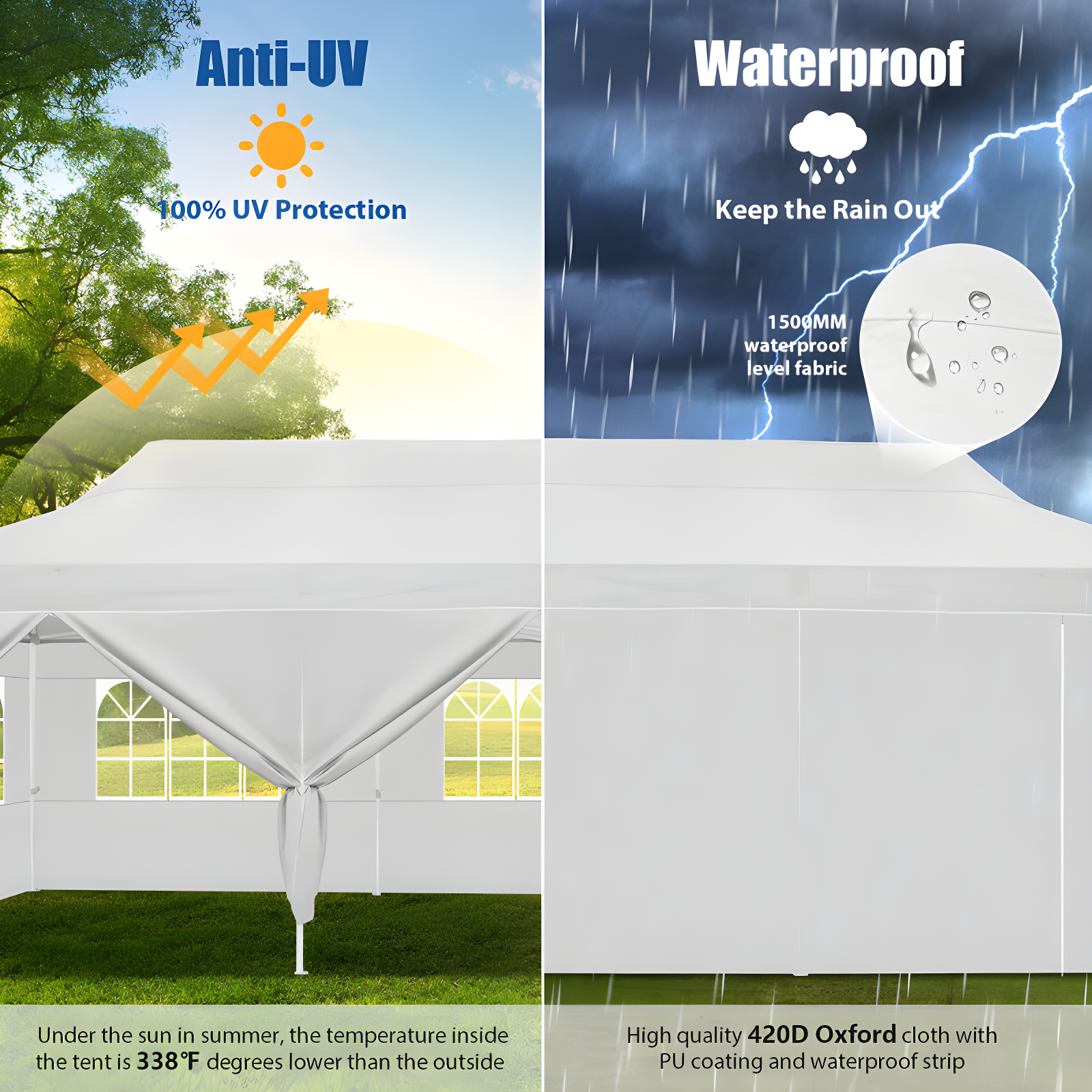 10×30 FT Pop Up Heavy Duty Party Tent with Walls Canopy Commercial Tent with Metal Frame