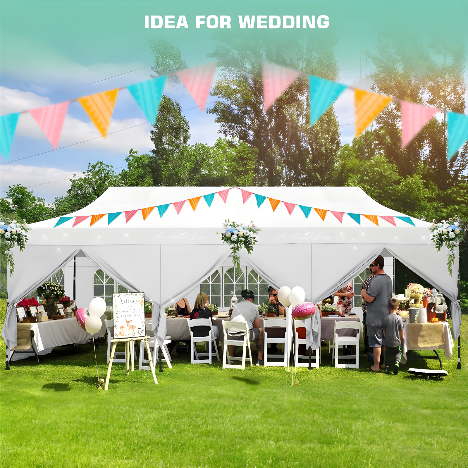 10×30 FT Pop Up Heavy Duty Party Tent with Walls Canopy Commercial Tent with Metal Frame