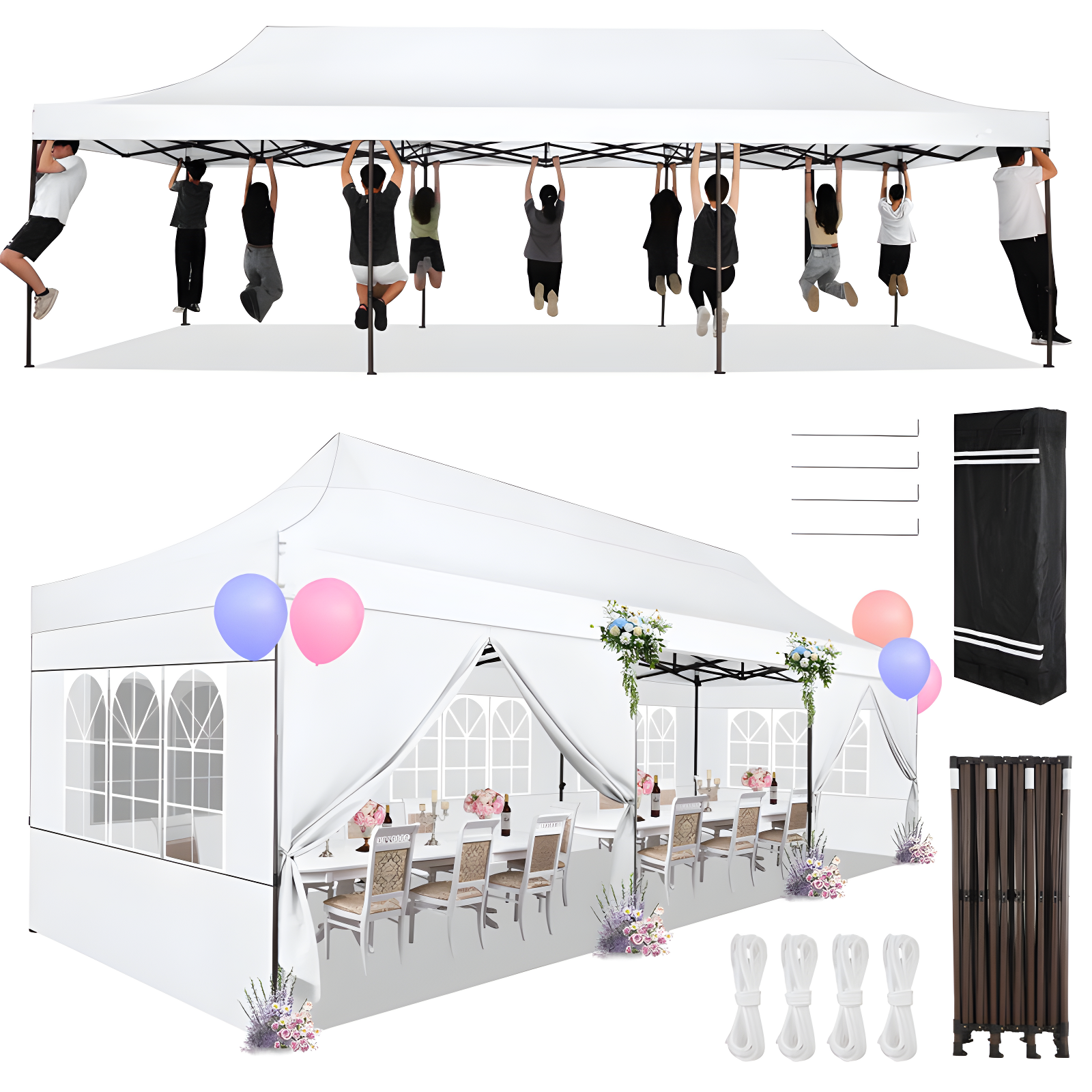 10×30 FT Pop Up Heavy Duty Party Tent with Walls Canopy Commercial Tent with Metal Frame