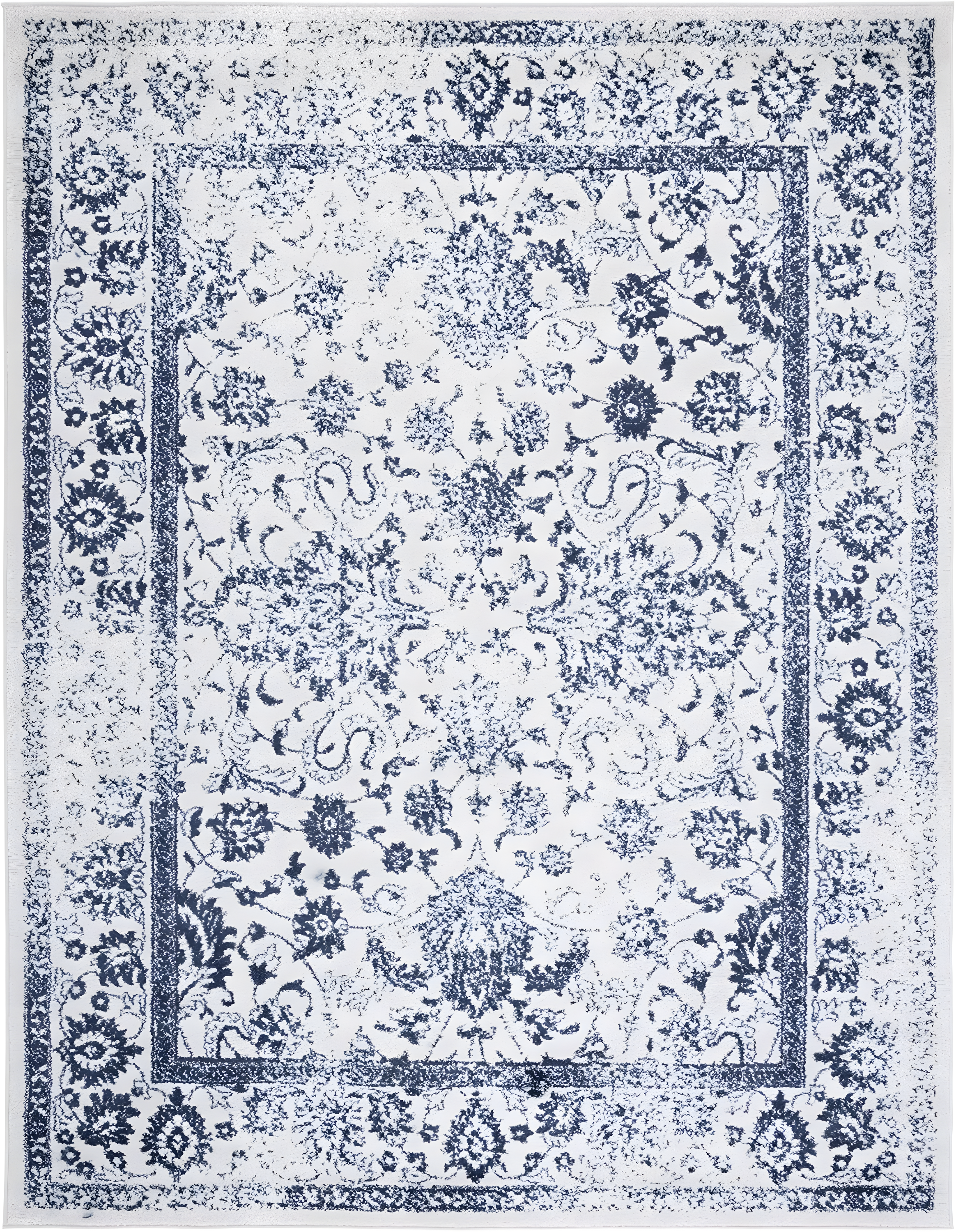 SAFAVIEH Adirondack Wyatt Distressed Area Rug, Ivory/Navy, 11' x 15'