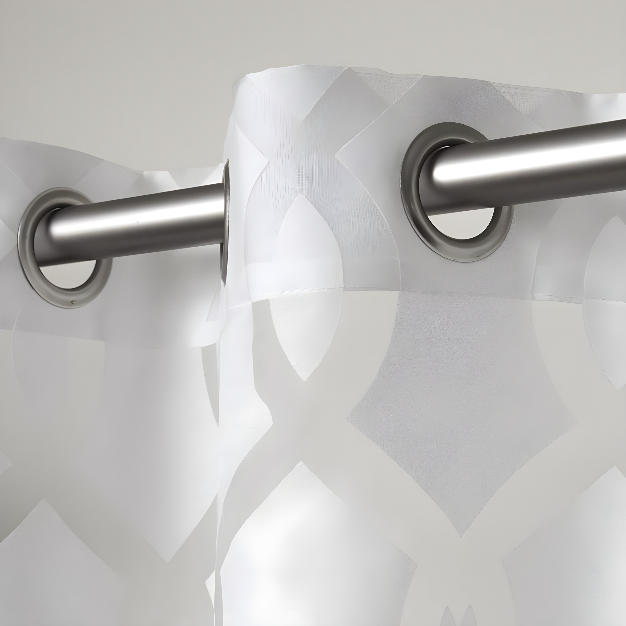 Set of 2 96"x54" Rio Sheer Window Curtain Panel White - Exclusive Home: Geometric Grommet Top, Indoor Use, OEKO-TEX Certified