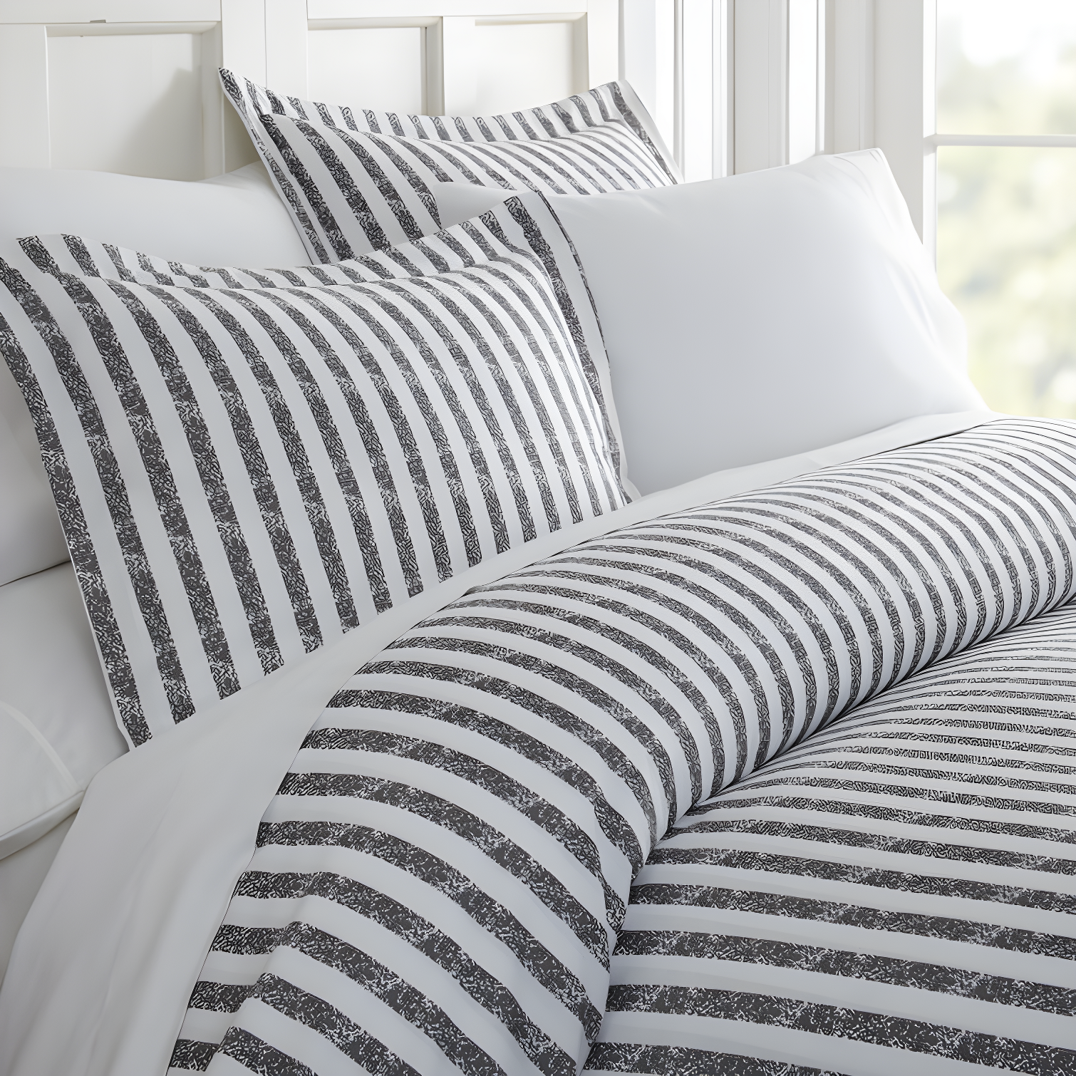 Becky Cameron 3 Piece Rugged Stripe Pattern Duvet Cover Set