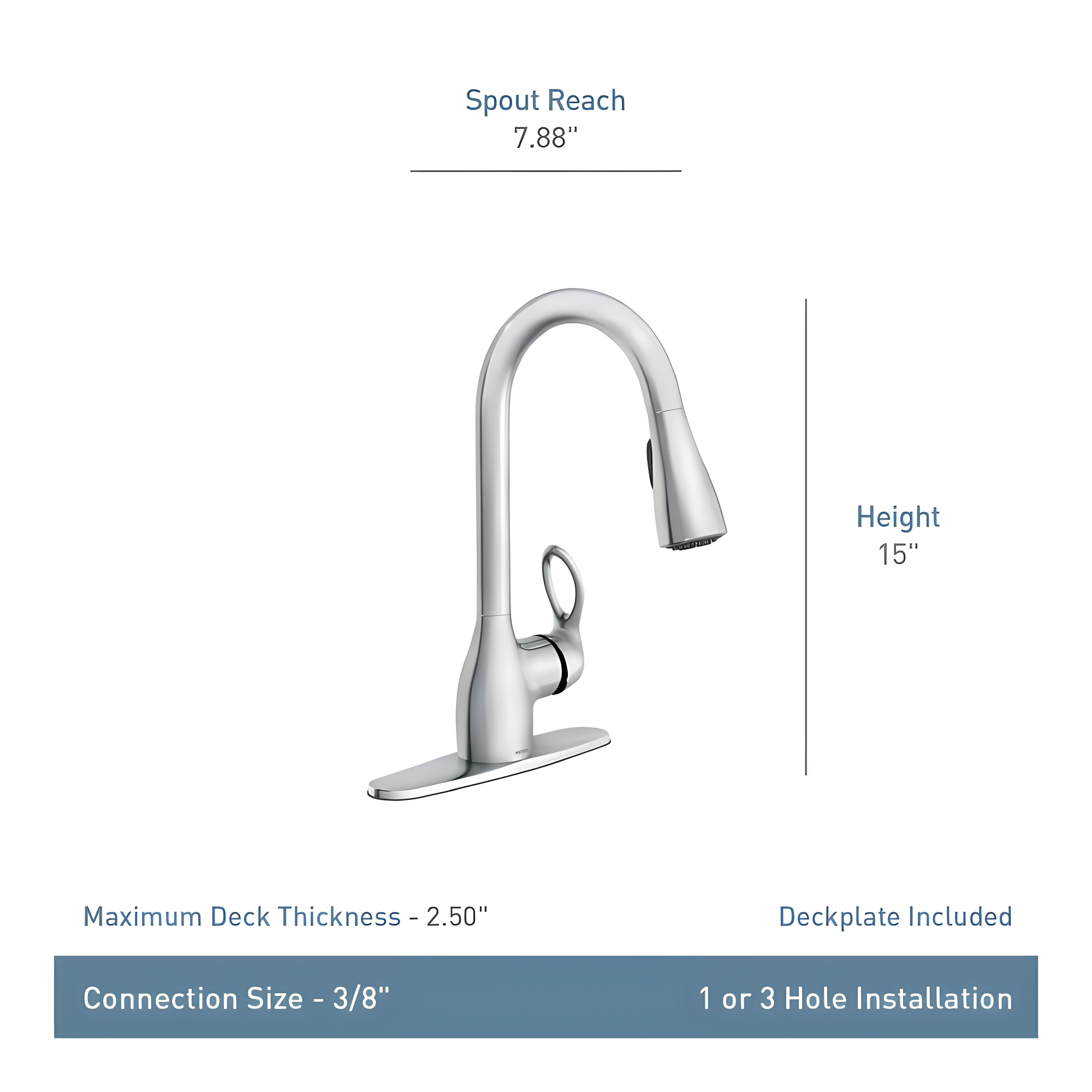 Moen CA87011 Kleo Single Handle, High Arc Kitchen Faucet, Pull-Down Spray, Chrome - Quantity 1
