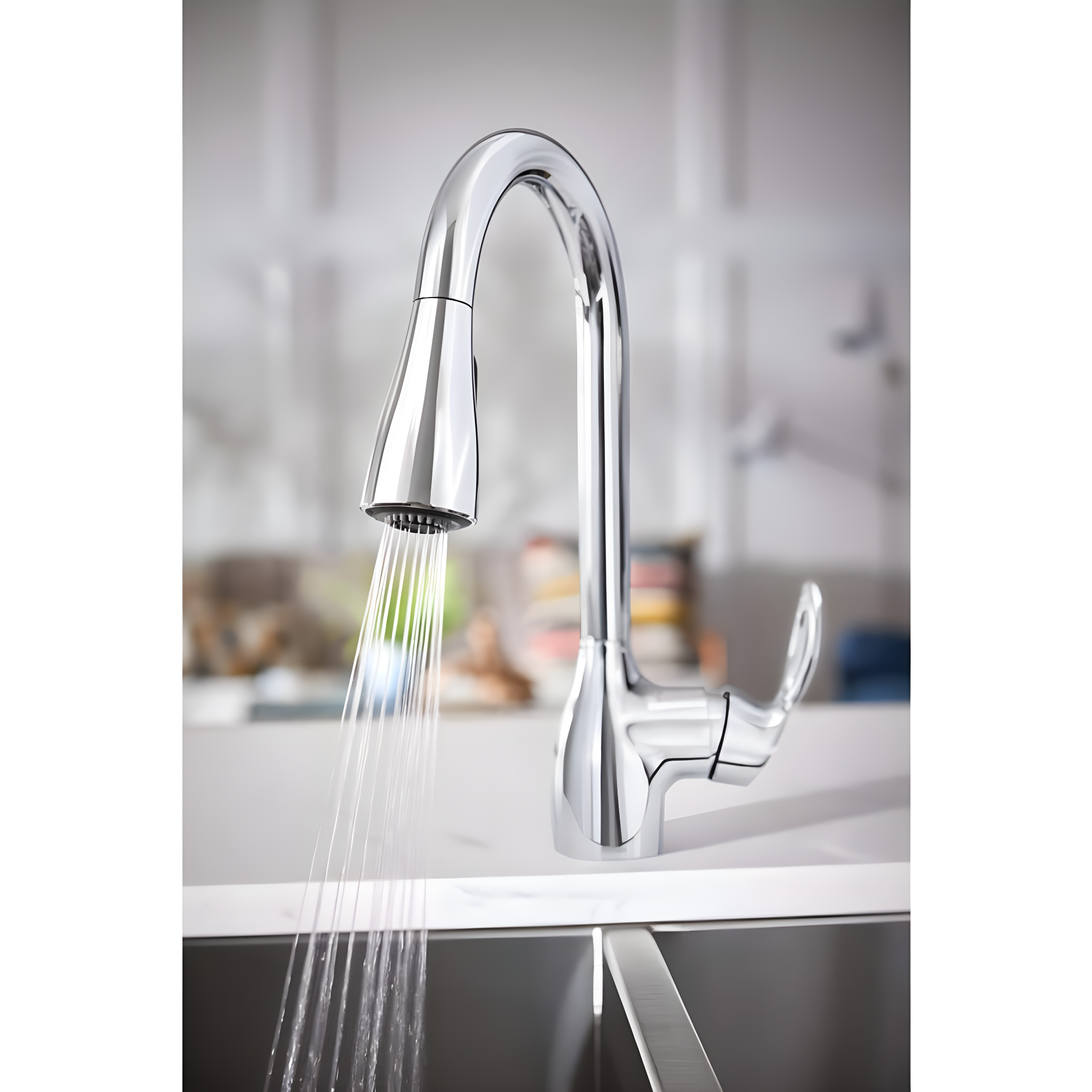 Moen CA87011 Kleo Single Handle, High Arc Kitchen Faucet, Pull-Down Spray, Chrome - Quantity 1