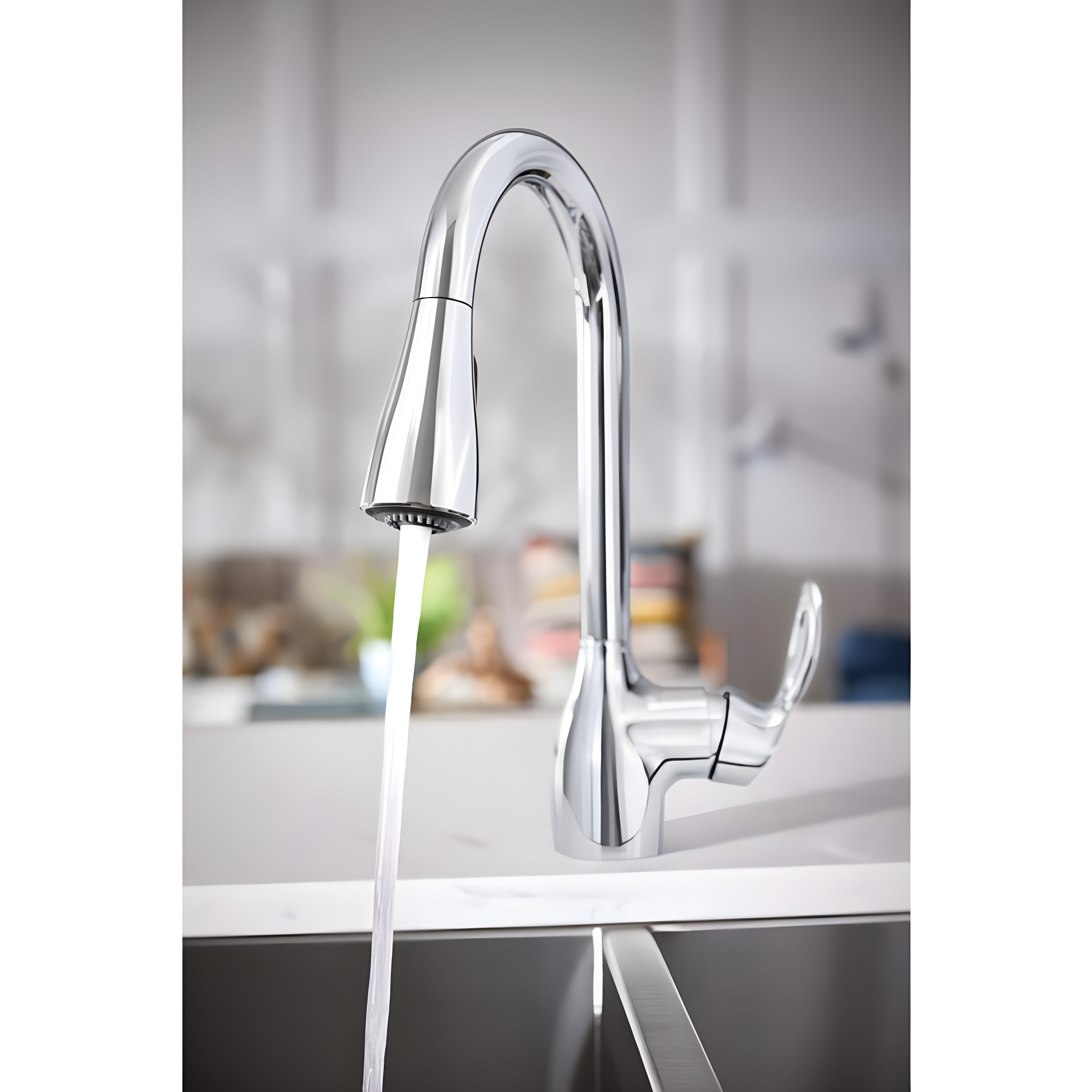Moen CA87011 Kleo Single Handle, High Arc Kitchen Faucet, Pull-Down Spray, Chrome - Quantity 1