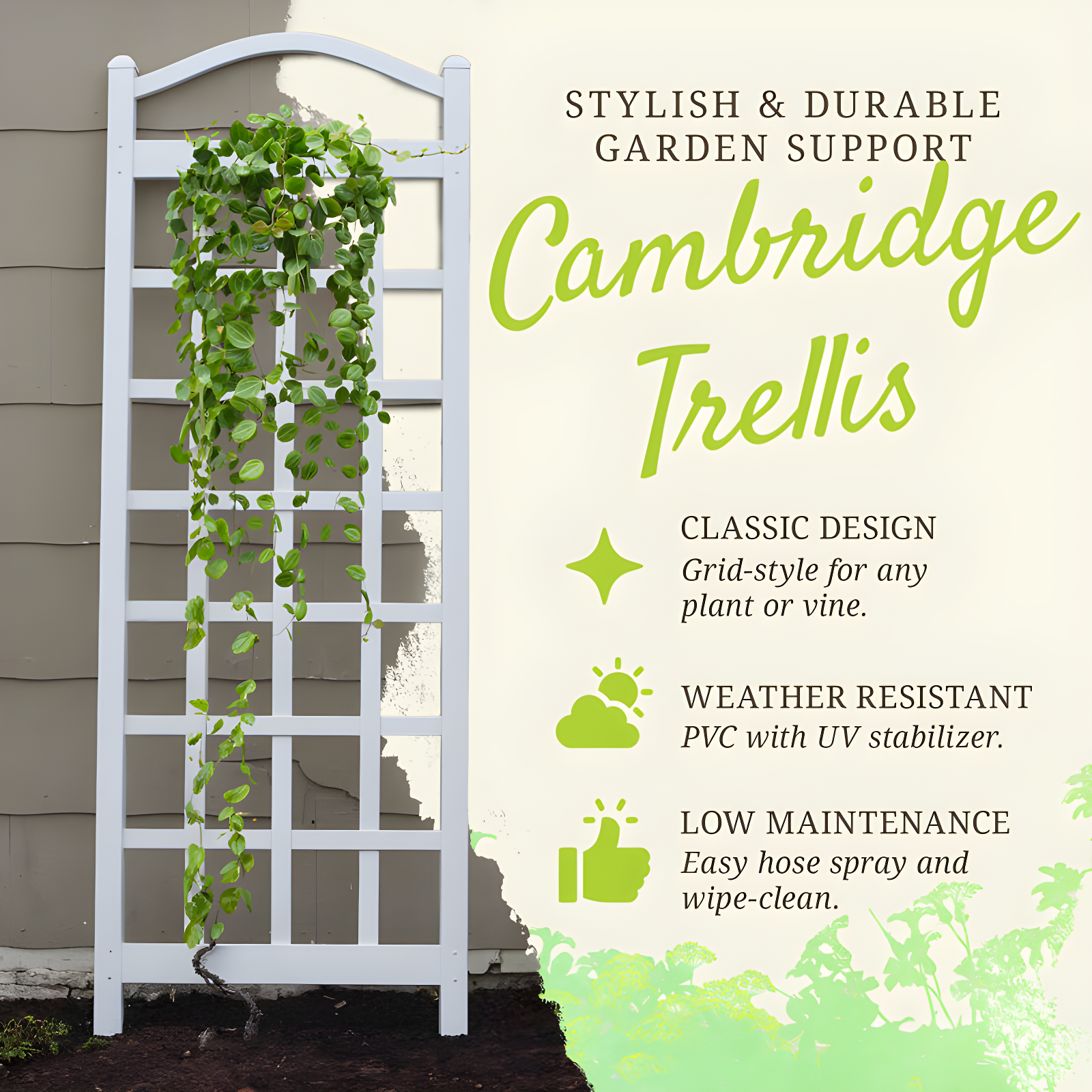 Dura-Trel Inc Dura-Trel Cambridge 28 x 75 Inch PVC Vinyl Outdoor Garden Patio Trellis