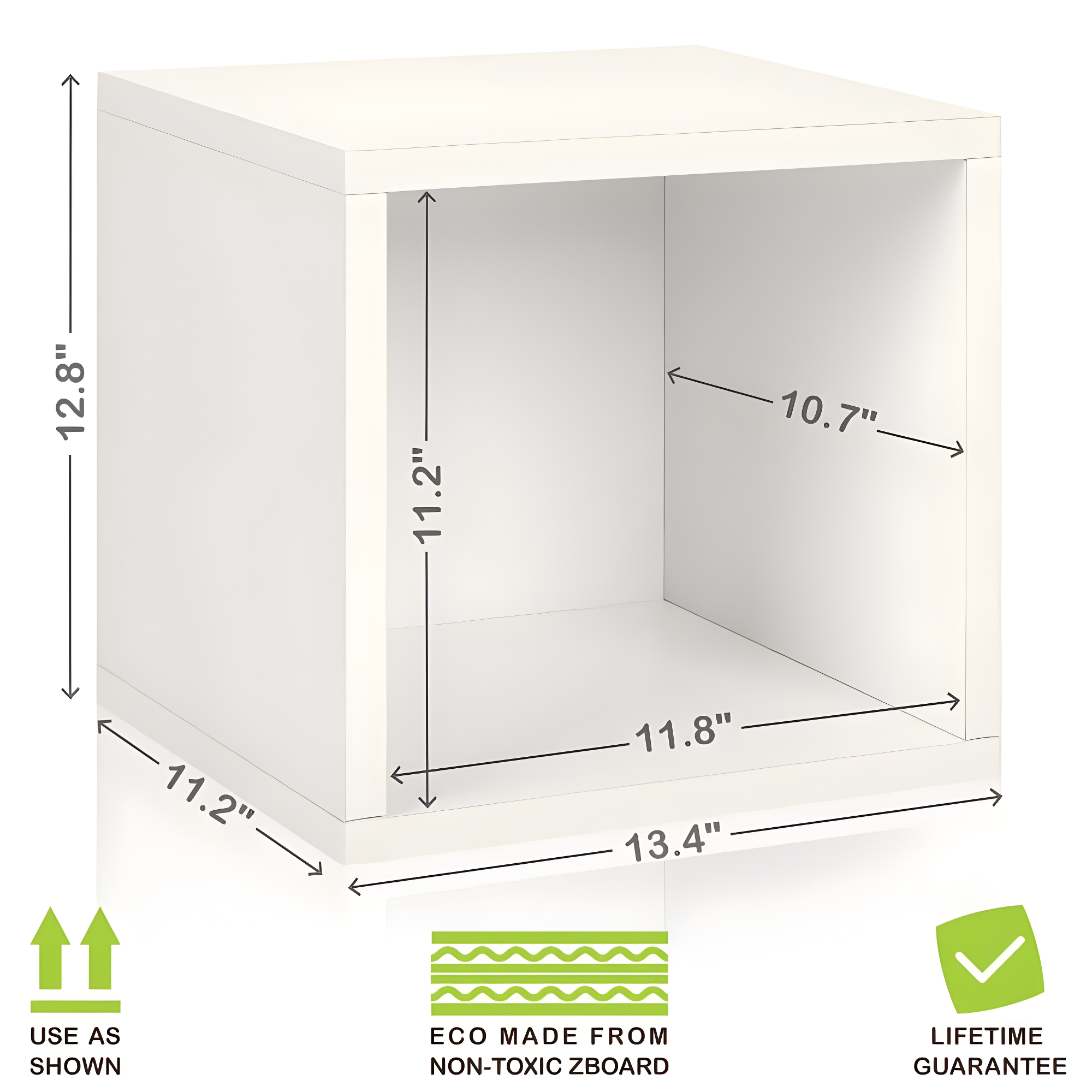 Way Basics Eco Stackable Storage Cube and Cubby Organizer, White
