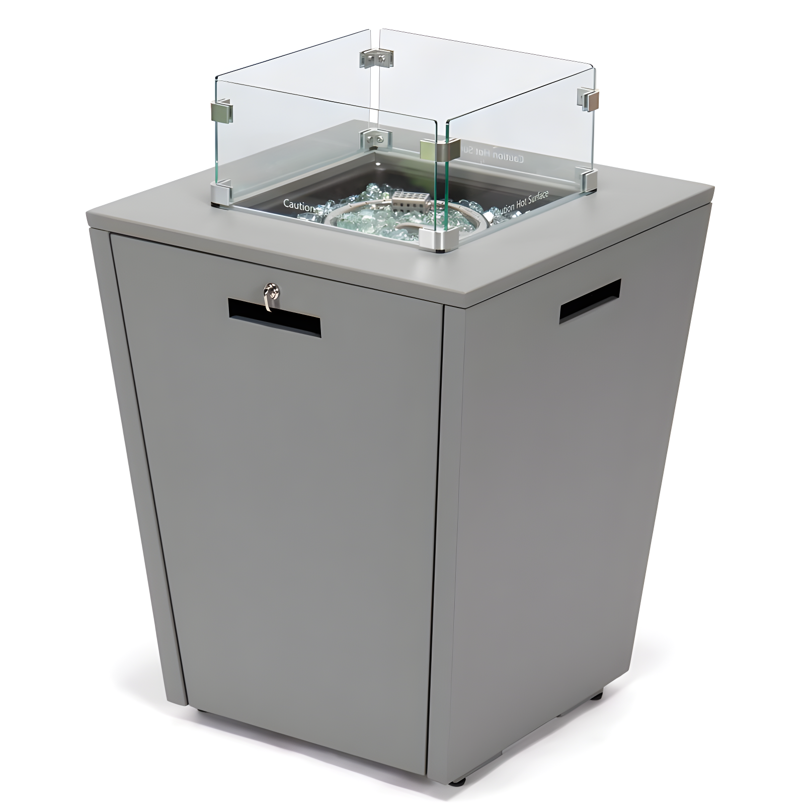 LeisureMod Chelsea Square Fire Pit 37,000 BTU Table, Grey
