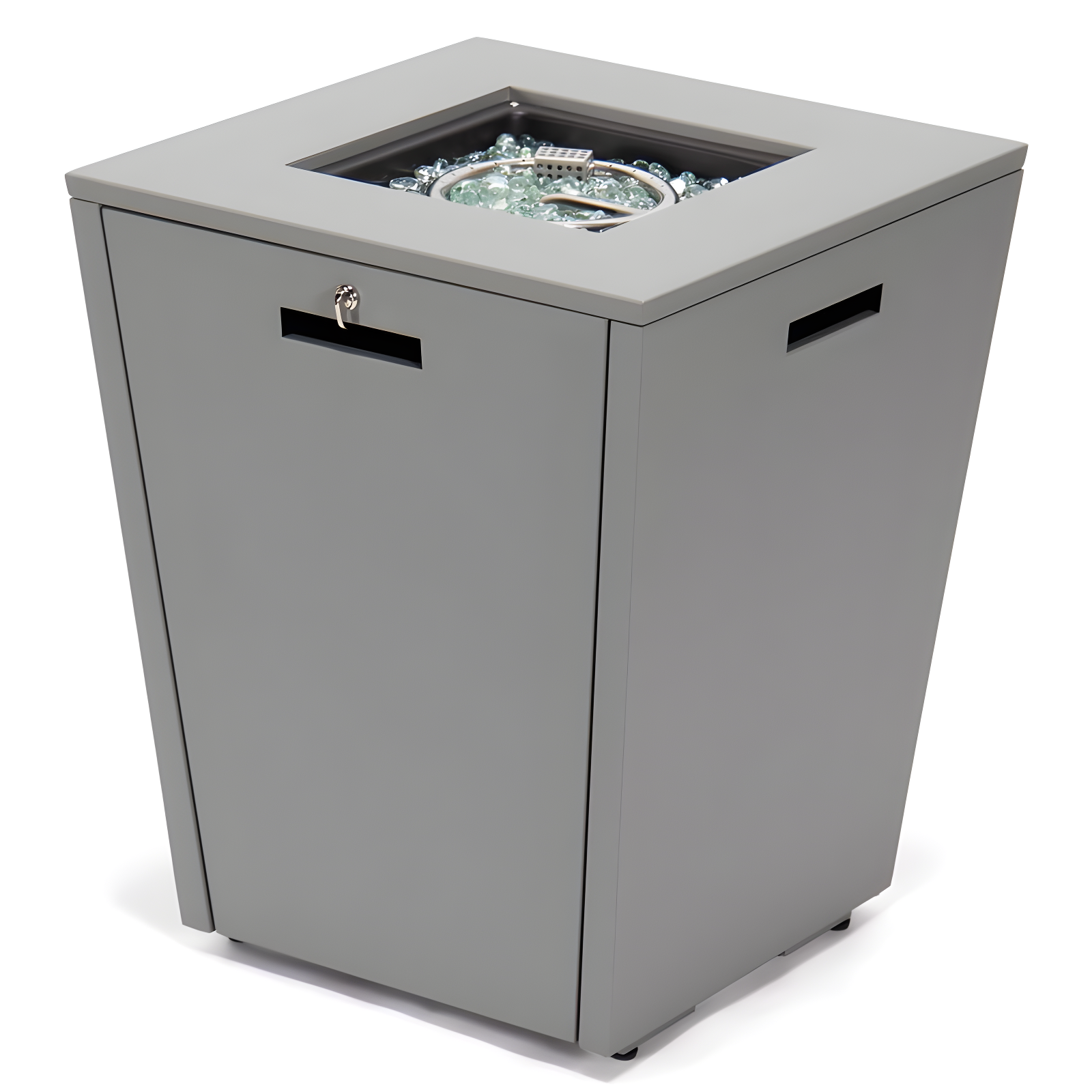 LeisureMod Chelsea Square Fire Pit 37,000 BTU Table, Grey