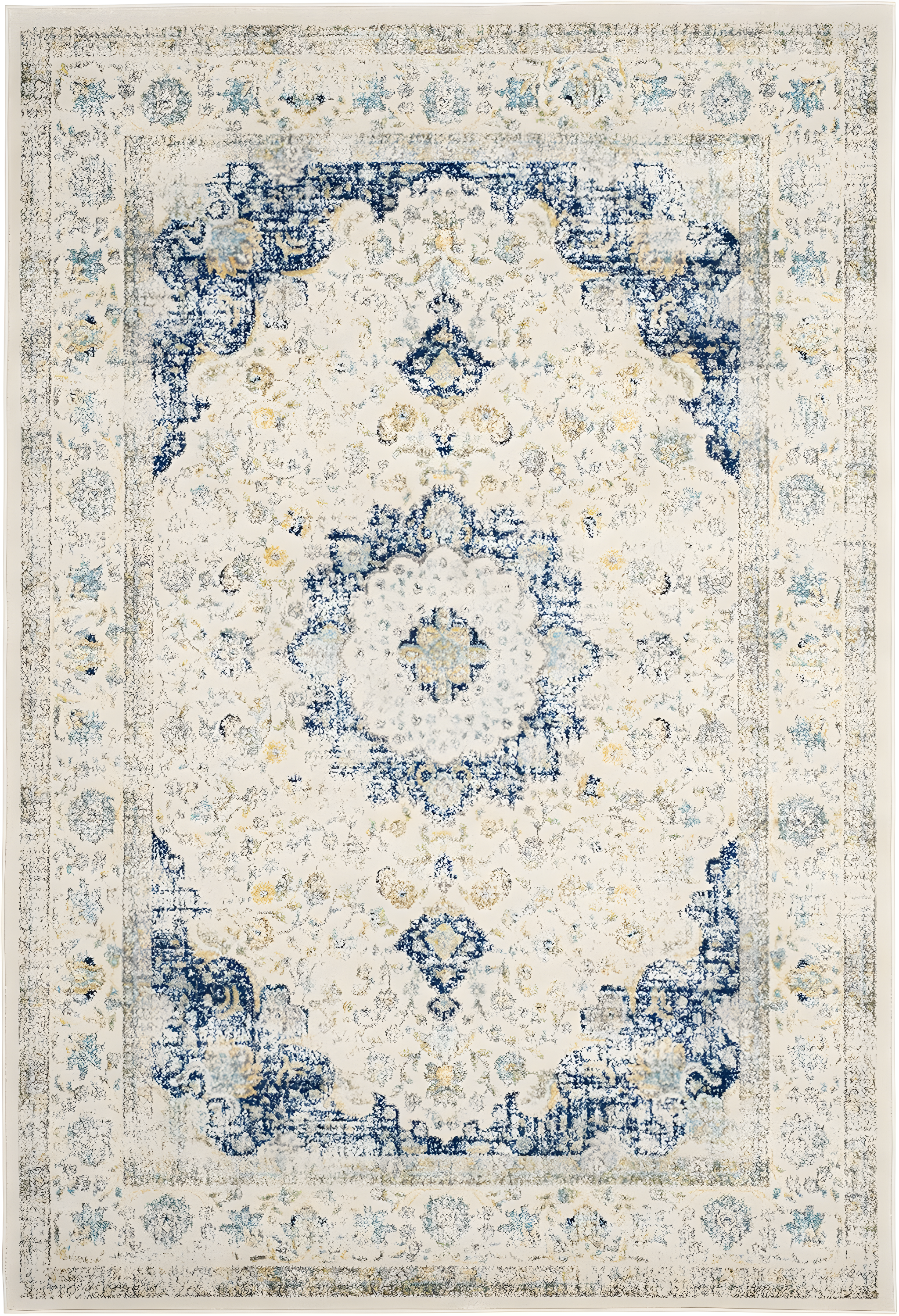 Evoke EVK220 Power Loomed Area Rug - Ivory/Blue - 4'x6' - Safavieh.