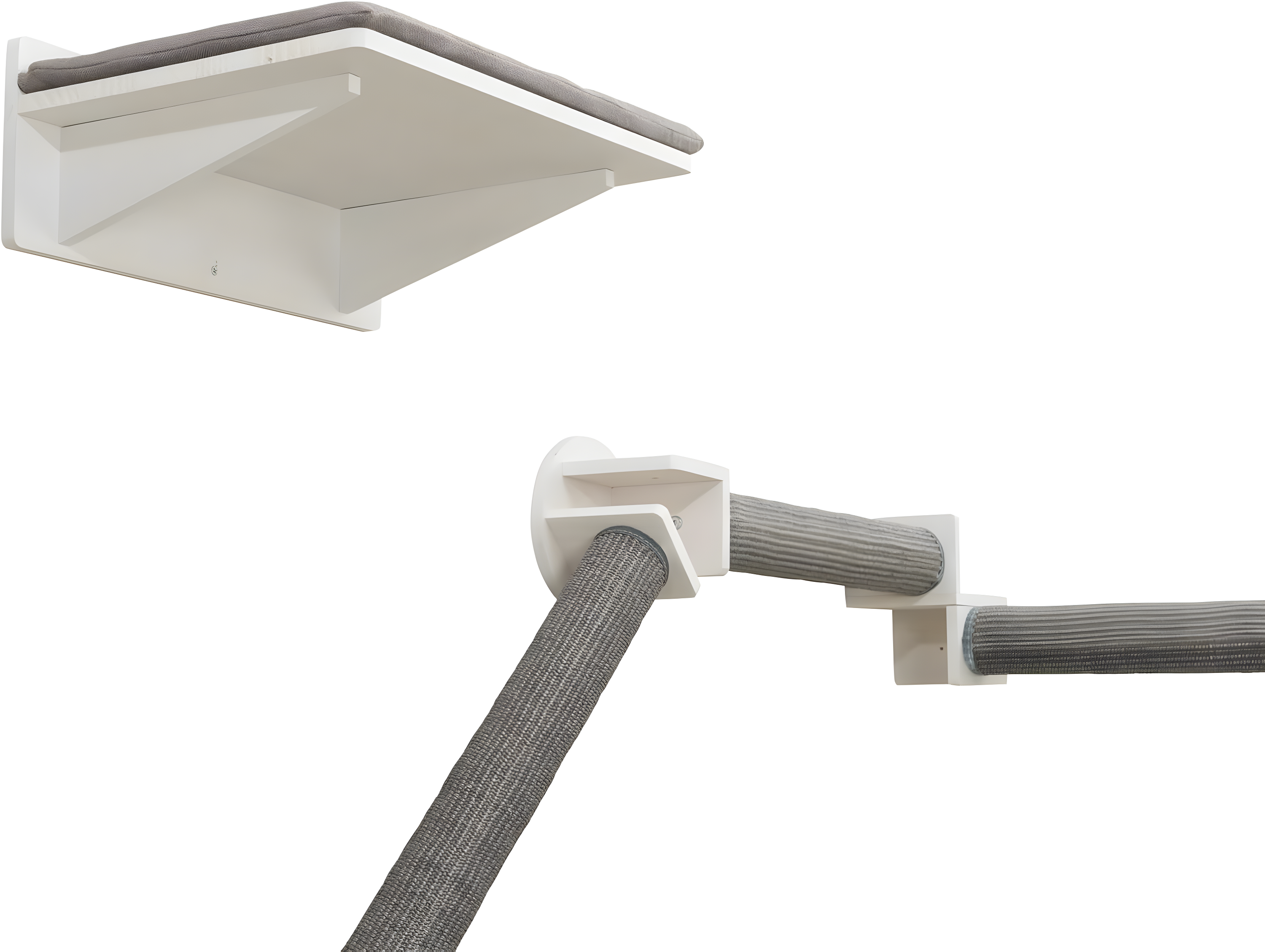 TRIXIE Wall Set 6 Wall Mounted Cat Climbing System, 3 Scratching Posts Goes Around Corners, 3 Platforms, 1 Step