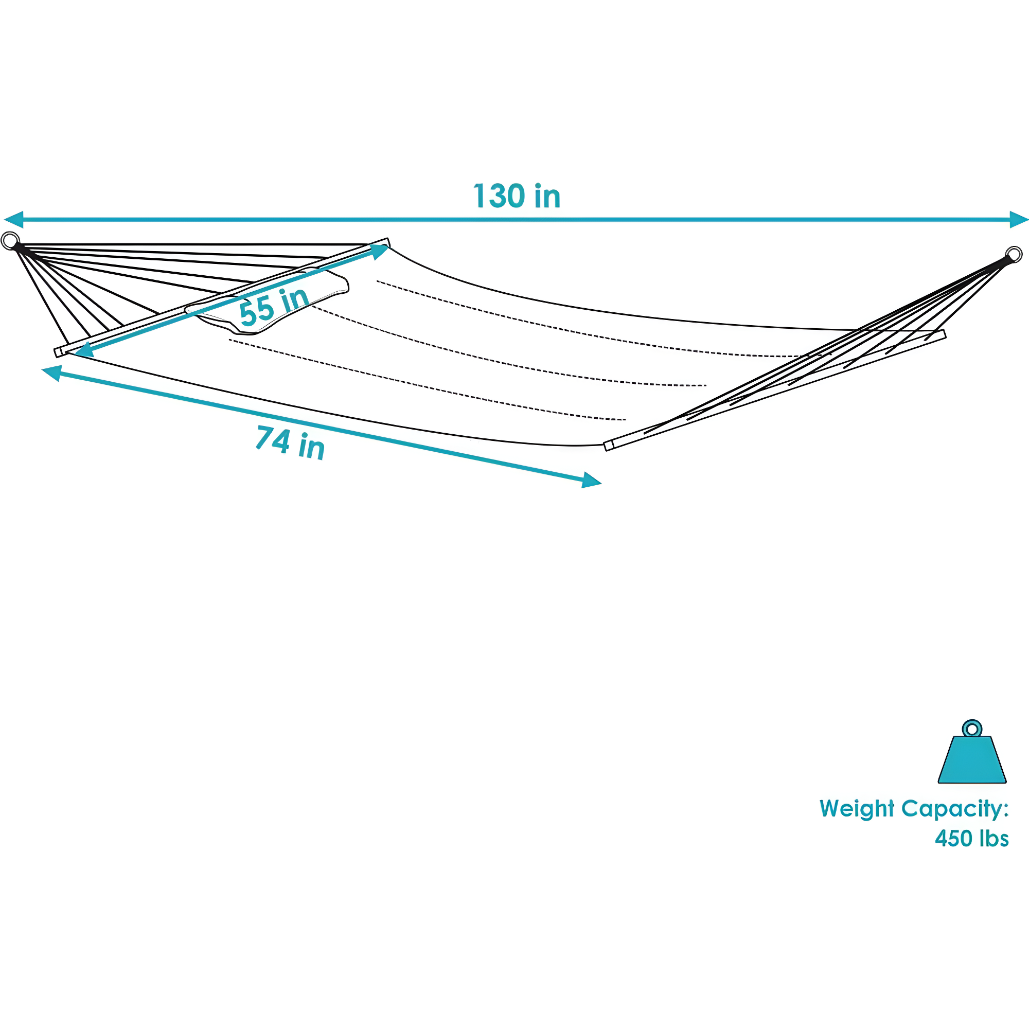 2-Person Quilted Polyester Spreader Bar Hammock