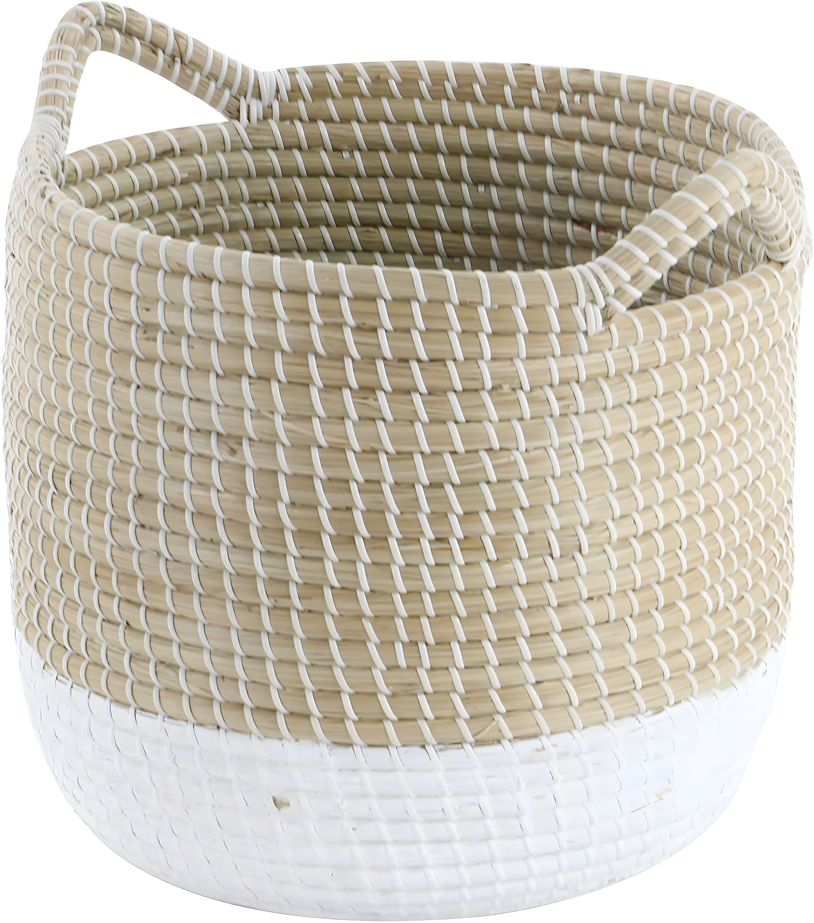 CosmoLiving by Cosmopolitan 13", 16", 18"W Brown Seagrass Handmade Two Toned Storage Basket with Handles, 3-Pieces