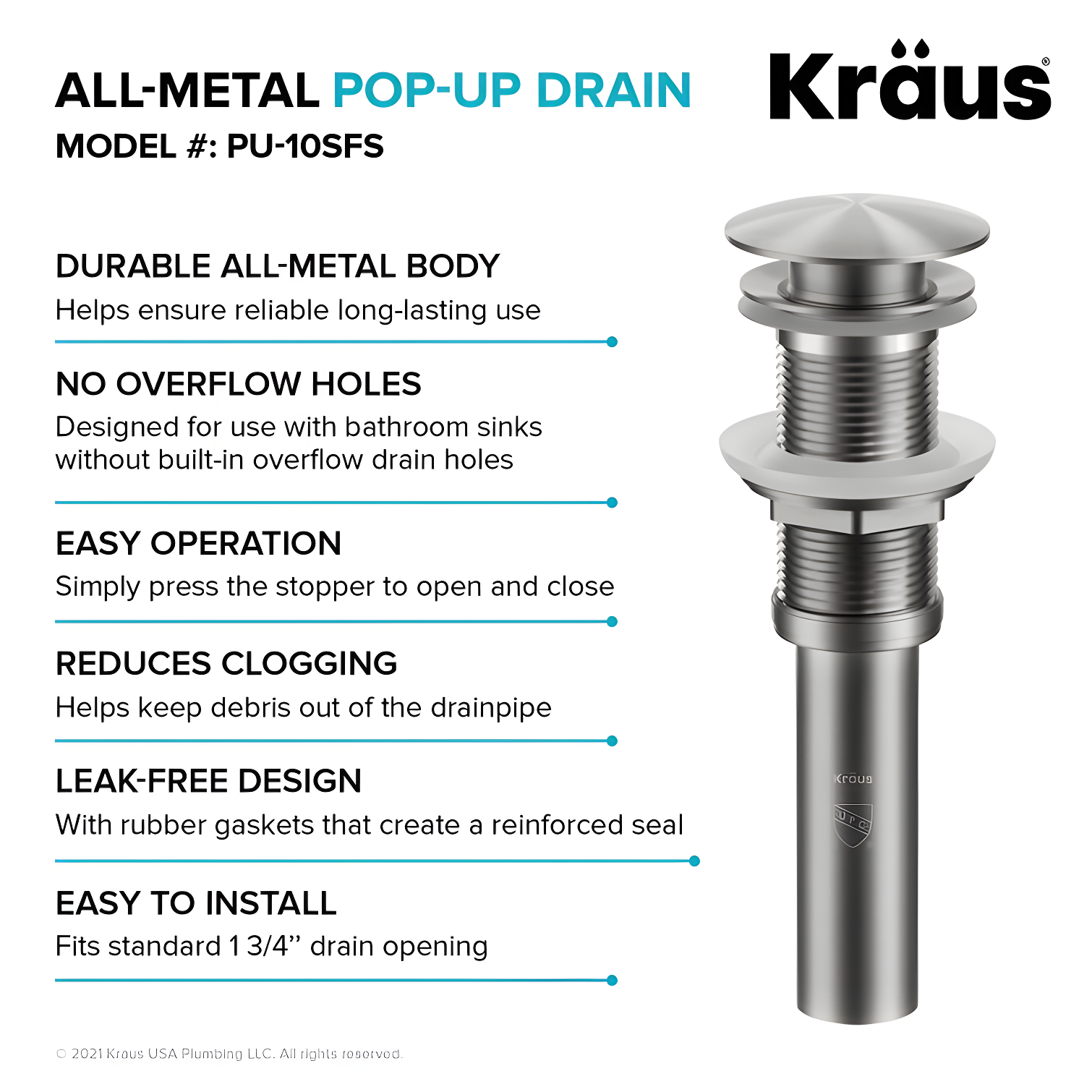 KRAUS Pop-Up Bathroom Sink Drain