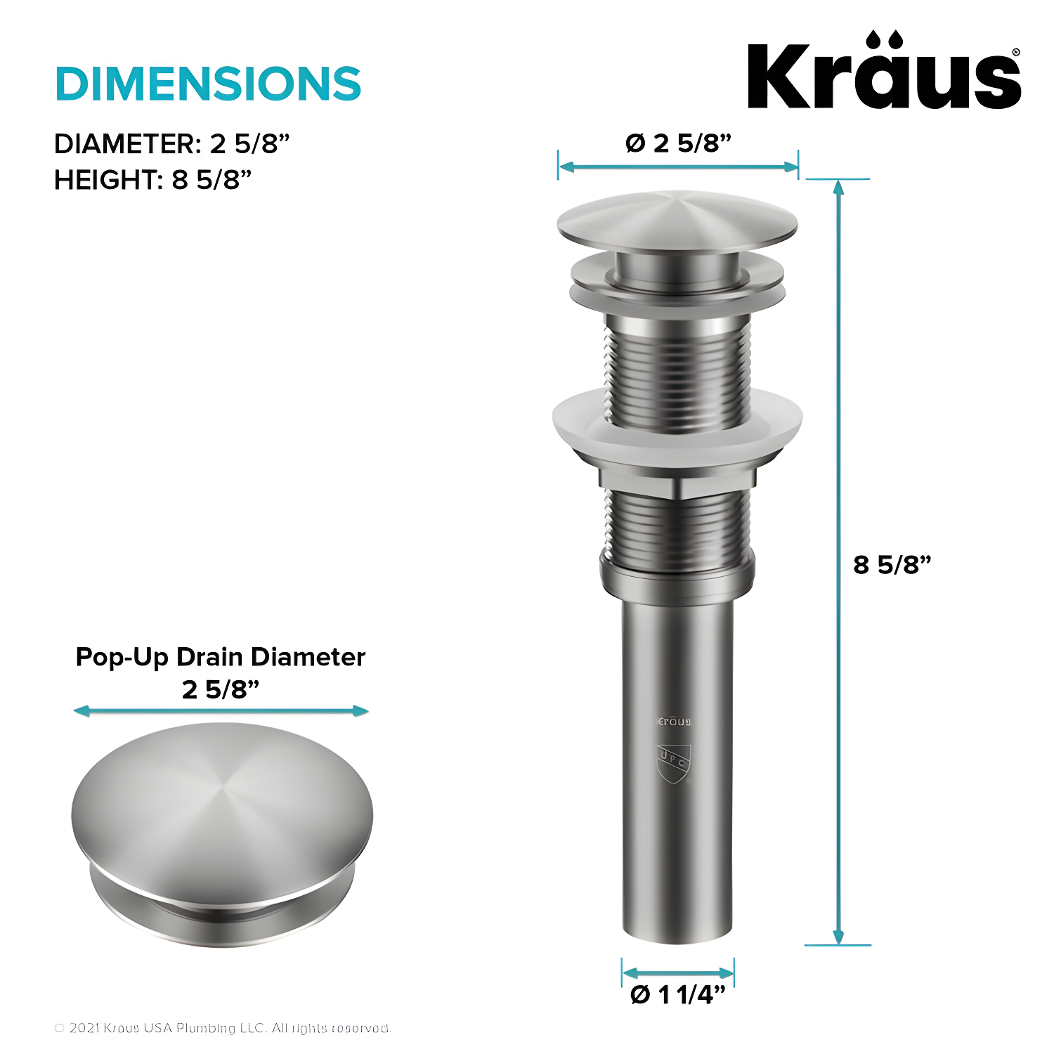 KRAUS Pop-Up Bathroom Sink Drain