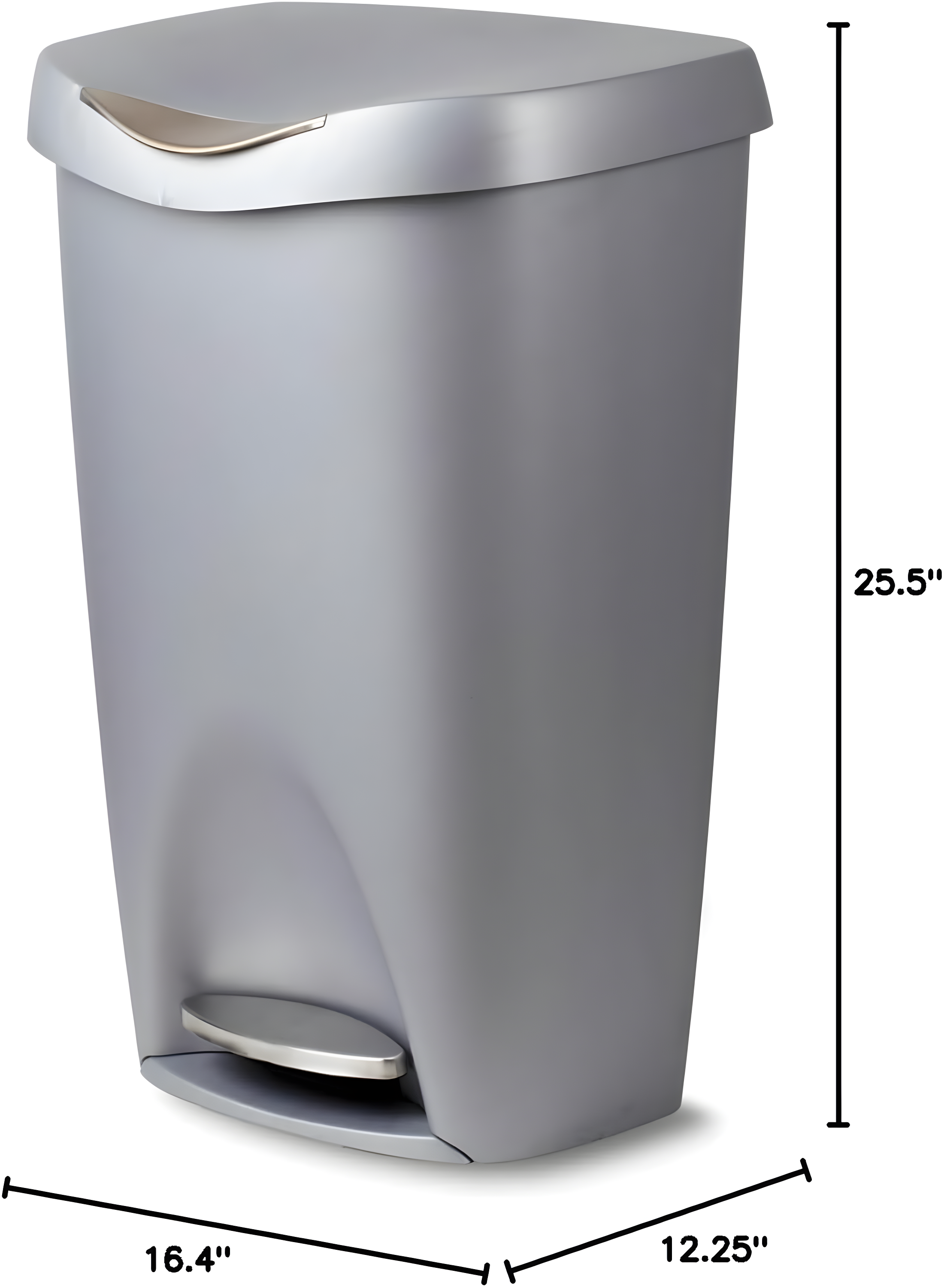Umbra 13gal Brim Step Trash Can Nickel: Kitchen Trash Can, 50 Quart, Polypropylene, Indoor, Silver