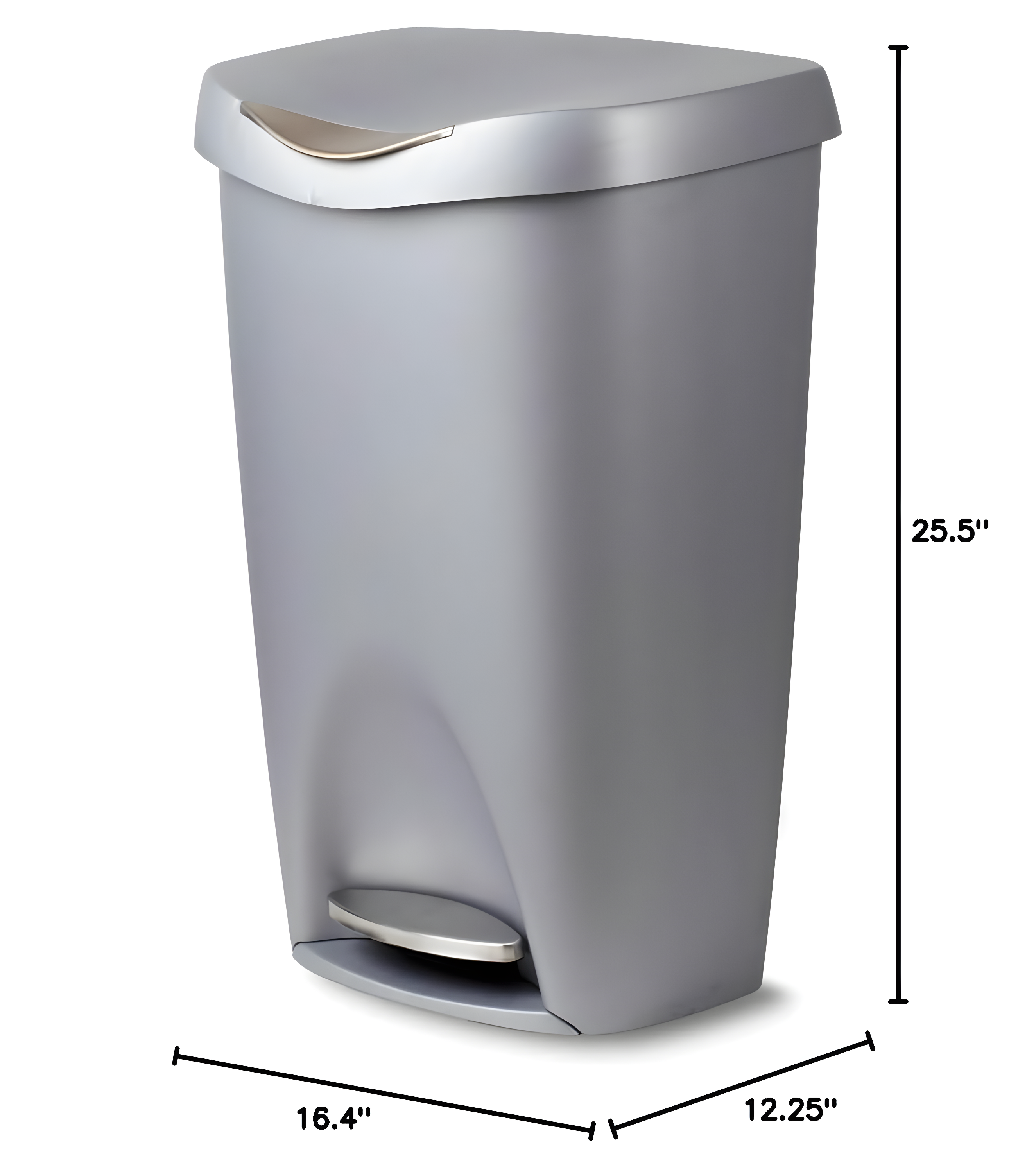 Umbra 13gal Brim Step Trash Can Nickel: Kitchen Trash Can, 50 Quart, Polypropylene, Indoor, Silver