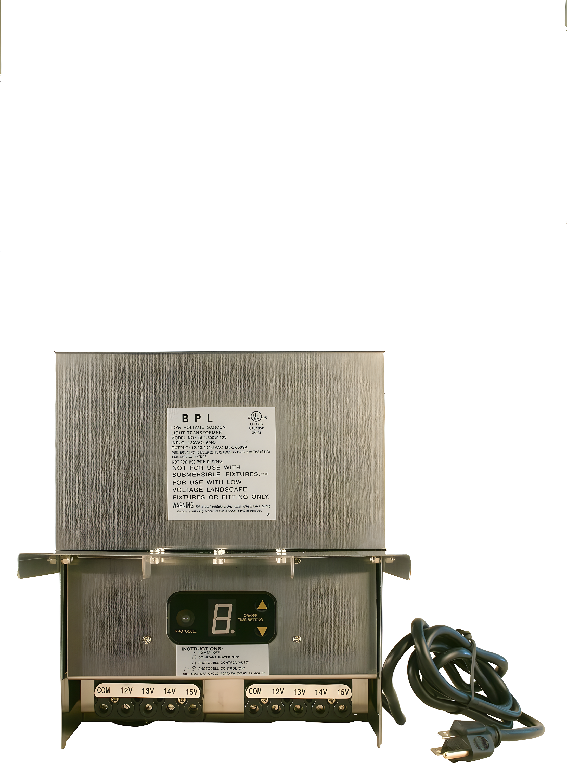 Best Pro Lighting 600W Multi Tap 12V - 15V Stainless Steel Low Voltage Landscape Light Transformer BPL600W-12VSS