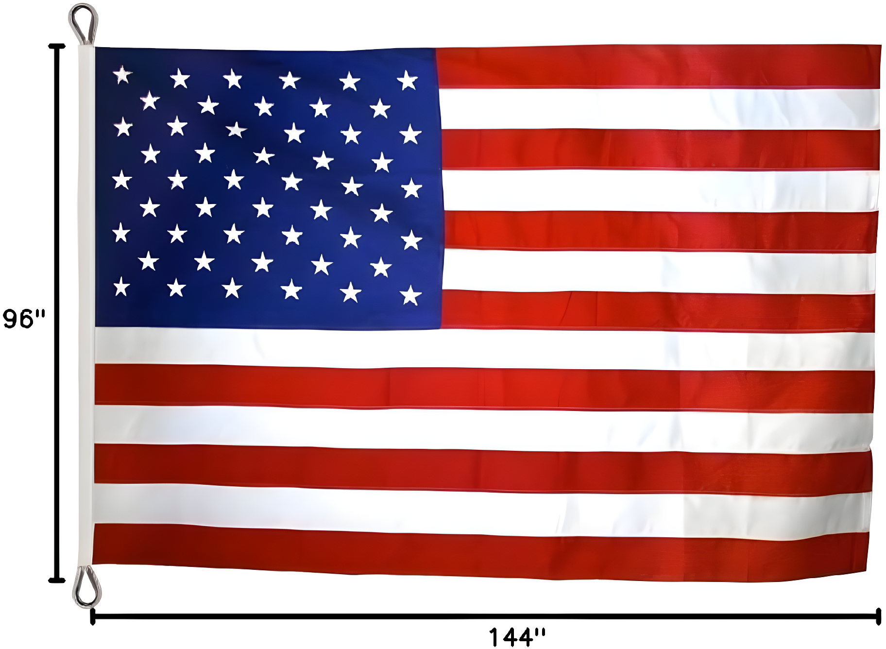 Flag 8x12 ft. Nylon SolarGuard Nyl-Glo , with Sewn Stripes, Embroidered Stars and Roped Heading.