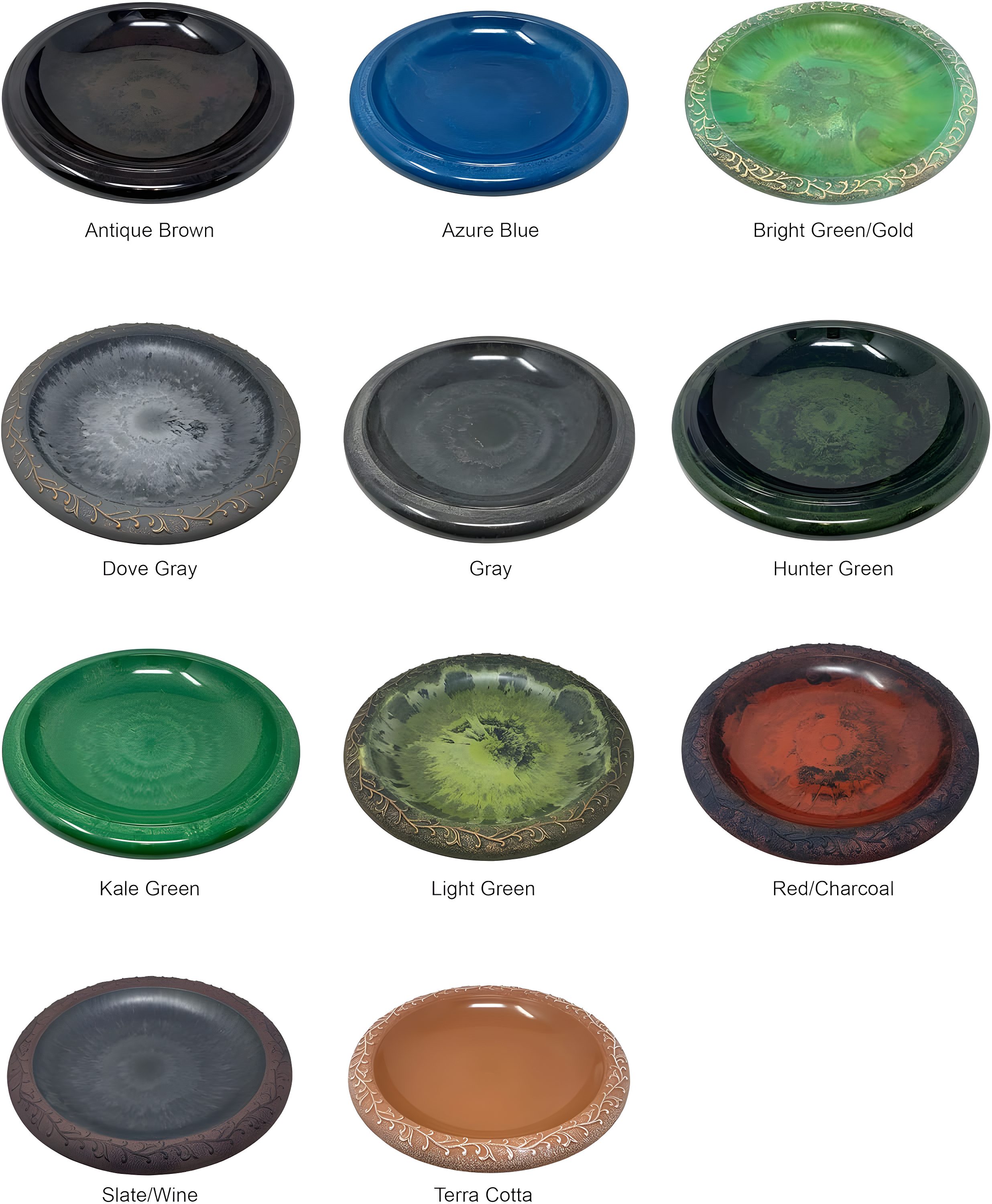 Tierra Garden Birds 19" D Hunter Green Fiber Clay Birdbath Bowl