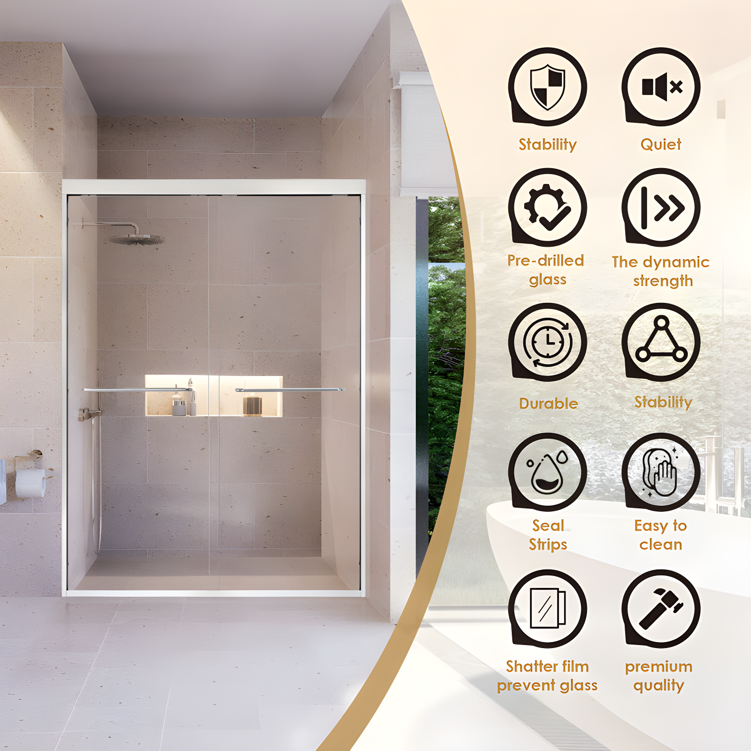 Ennis 48" W x 76" H By Pass Framed Shower Door with Clear Glass