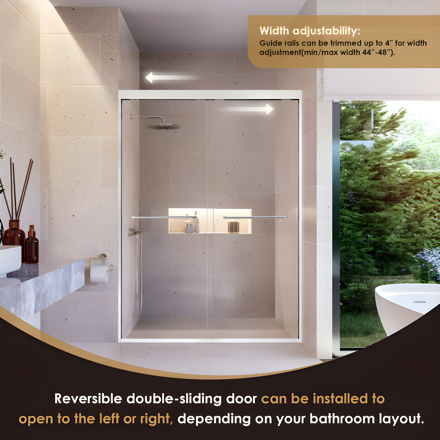 Ennis 48" W x 76" H By Pass Framed Shower Door with Clear Glass
