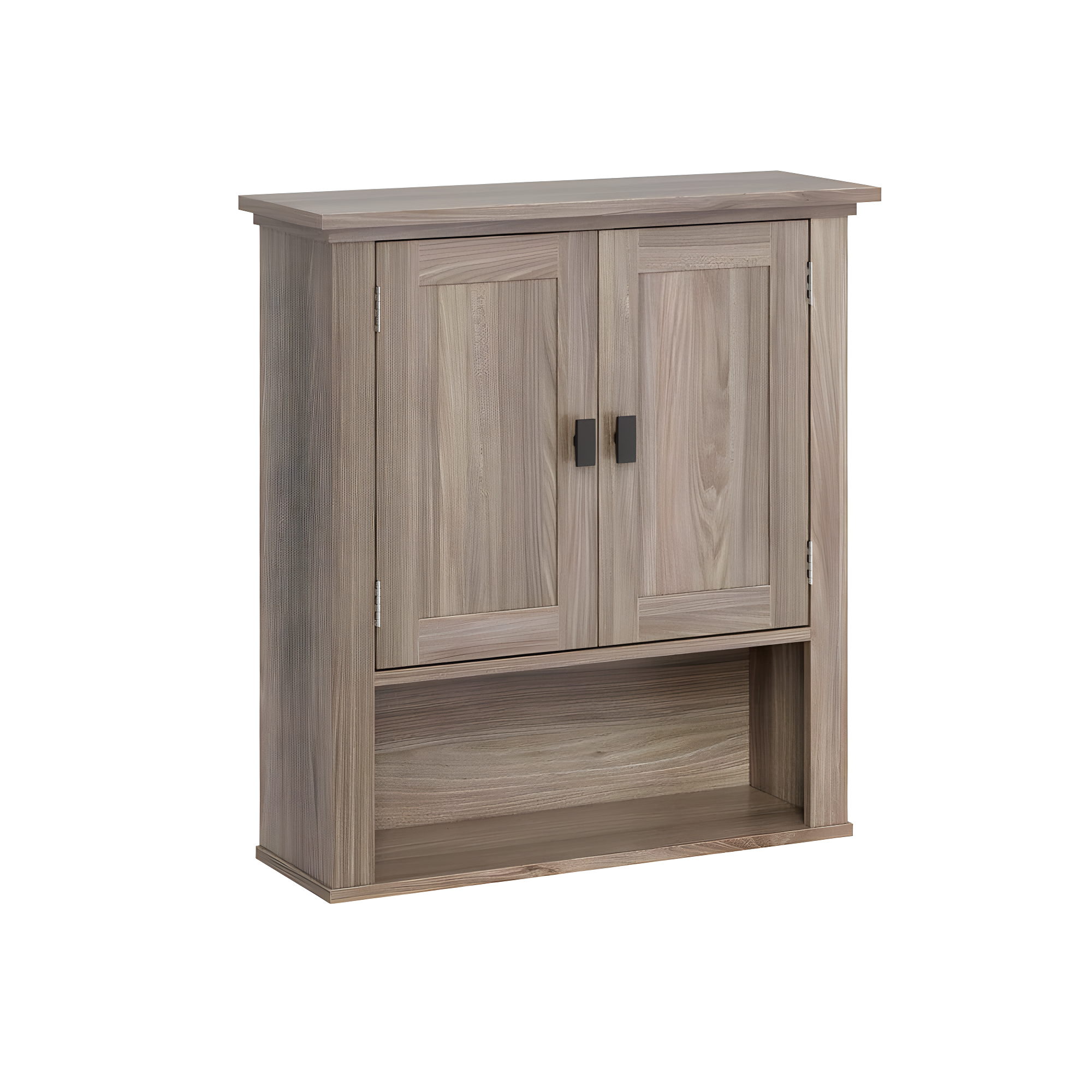 RiverRidge Hayward Two-Door Bathroom and Laundry Wall Mount Storage Medicine Cabinet with Fixed and Adjustable Shelf - Light Woodgrain: Composite Wood