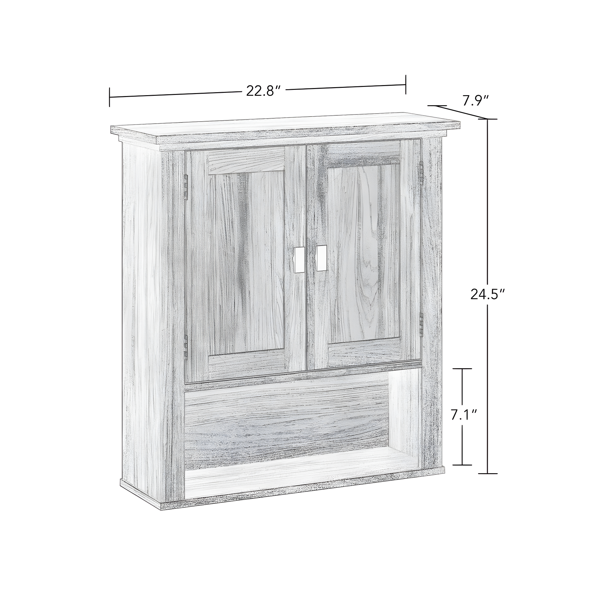RiverRidge Hayward Two-Door Bathroom and Laundry Wall Mount Storage Medicine Cabinet with Fixed and Adjustable Shelf - Light Woodgrain: Composite Wood