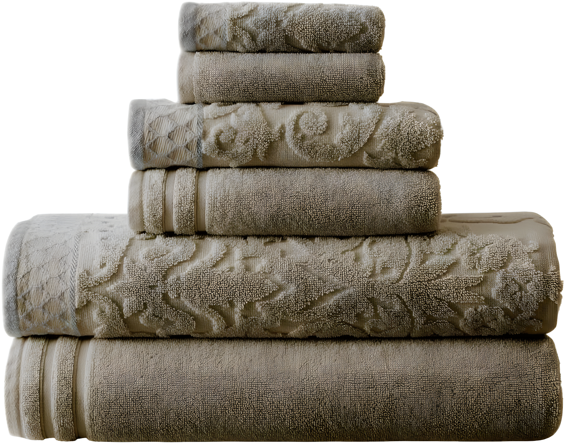 Modern Threads Modern Threads 6-Piece Damask Jacquard/Solid Ultra Soft 550GSM 100% Combed Cotton Towel Set with Embellished Borders